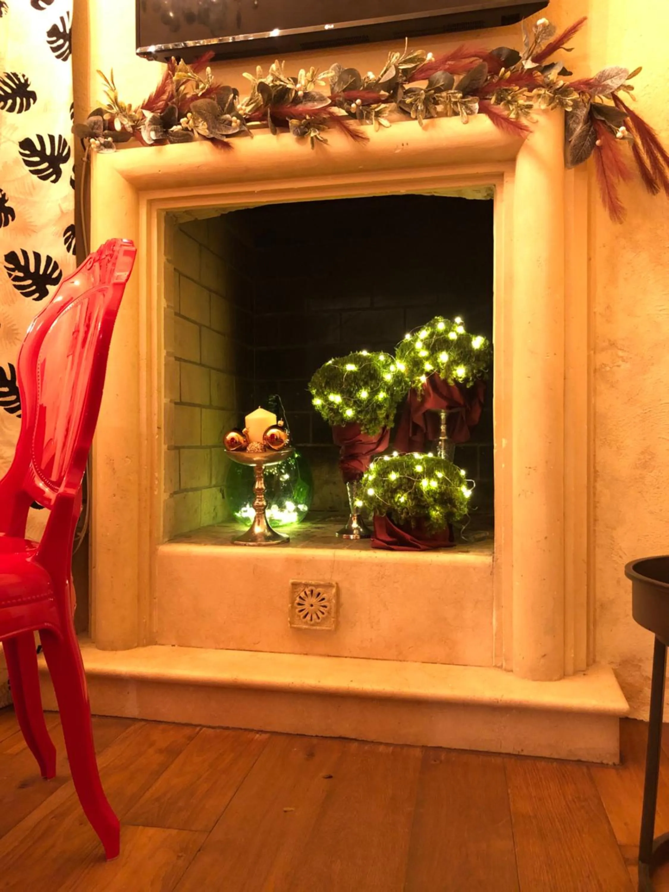 fireplace in Casa Linda