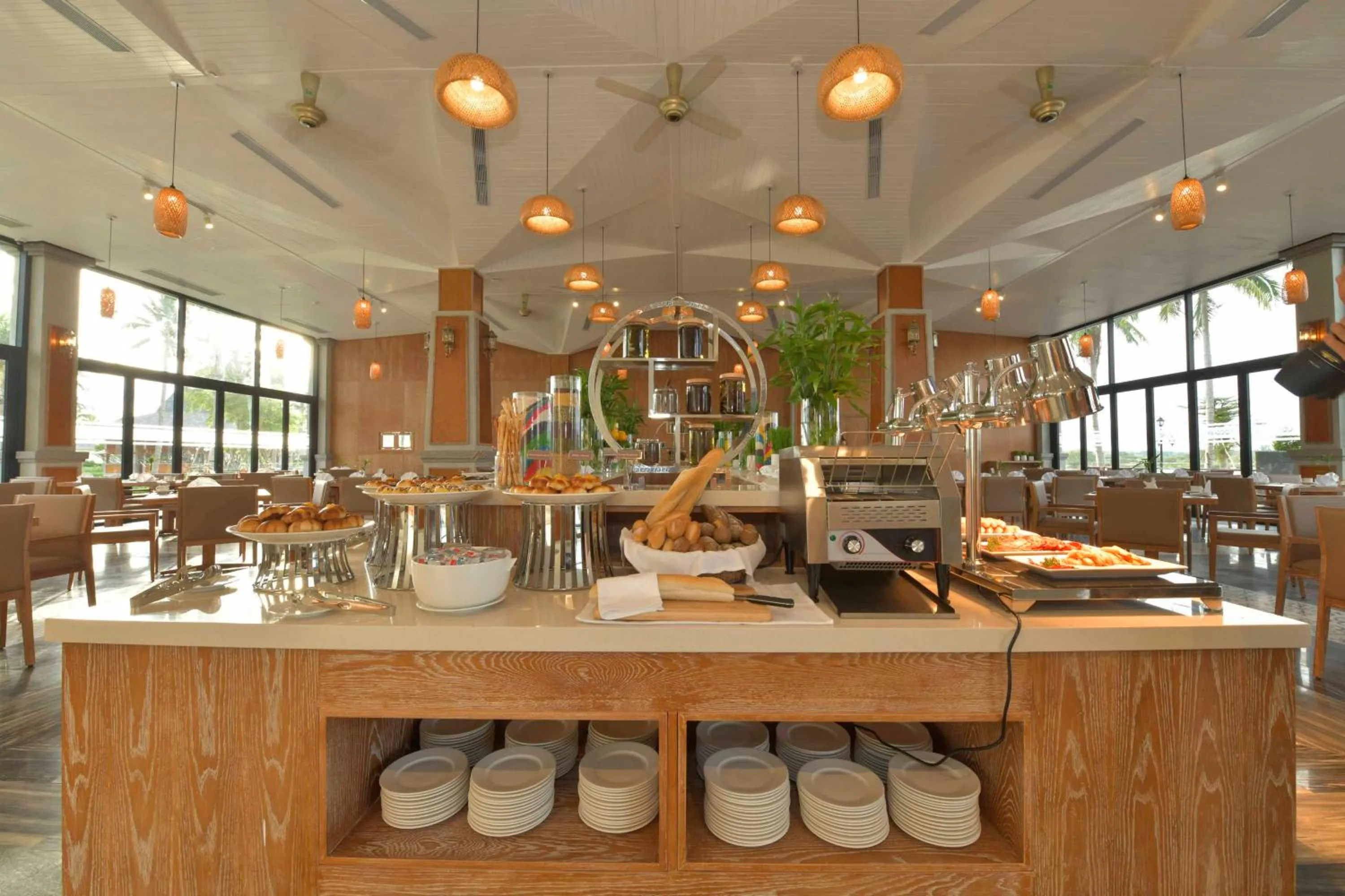 Buffet breakfast in CocoLand Thu Xa Ancient Town Resort