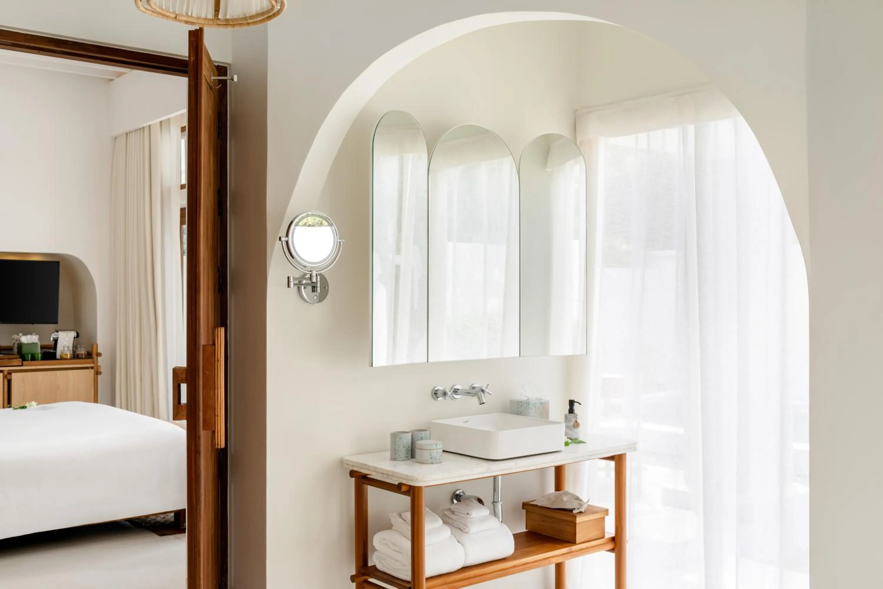 Bathroom, Bed in SALA Samui Choengmon Beach Resort