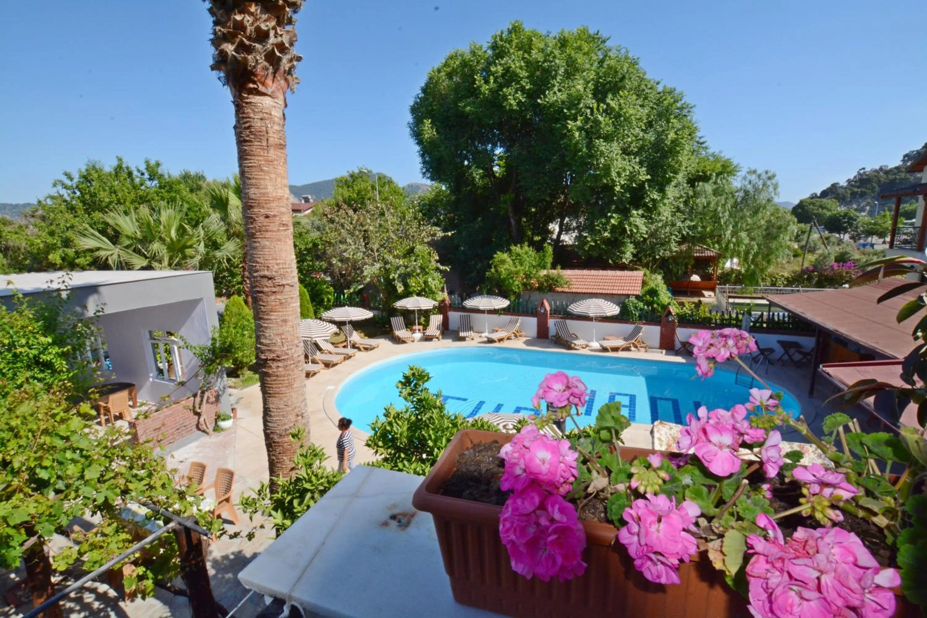 Balcony/Terrace, Pool View in YENI DOGA HOTEL