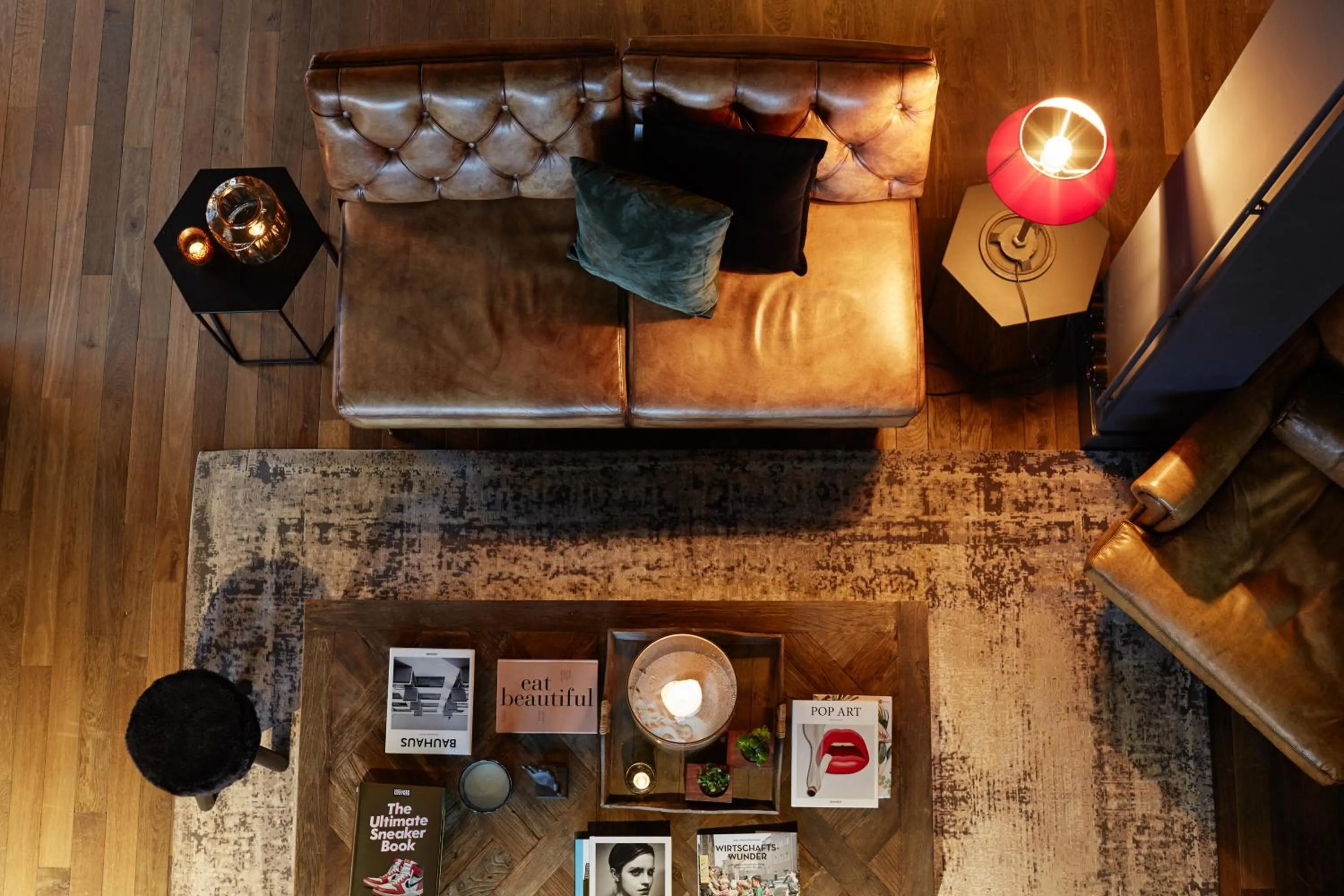 Living room, Bed in hotel friends Essen Zeche Zollverein