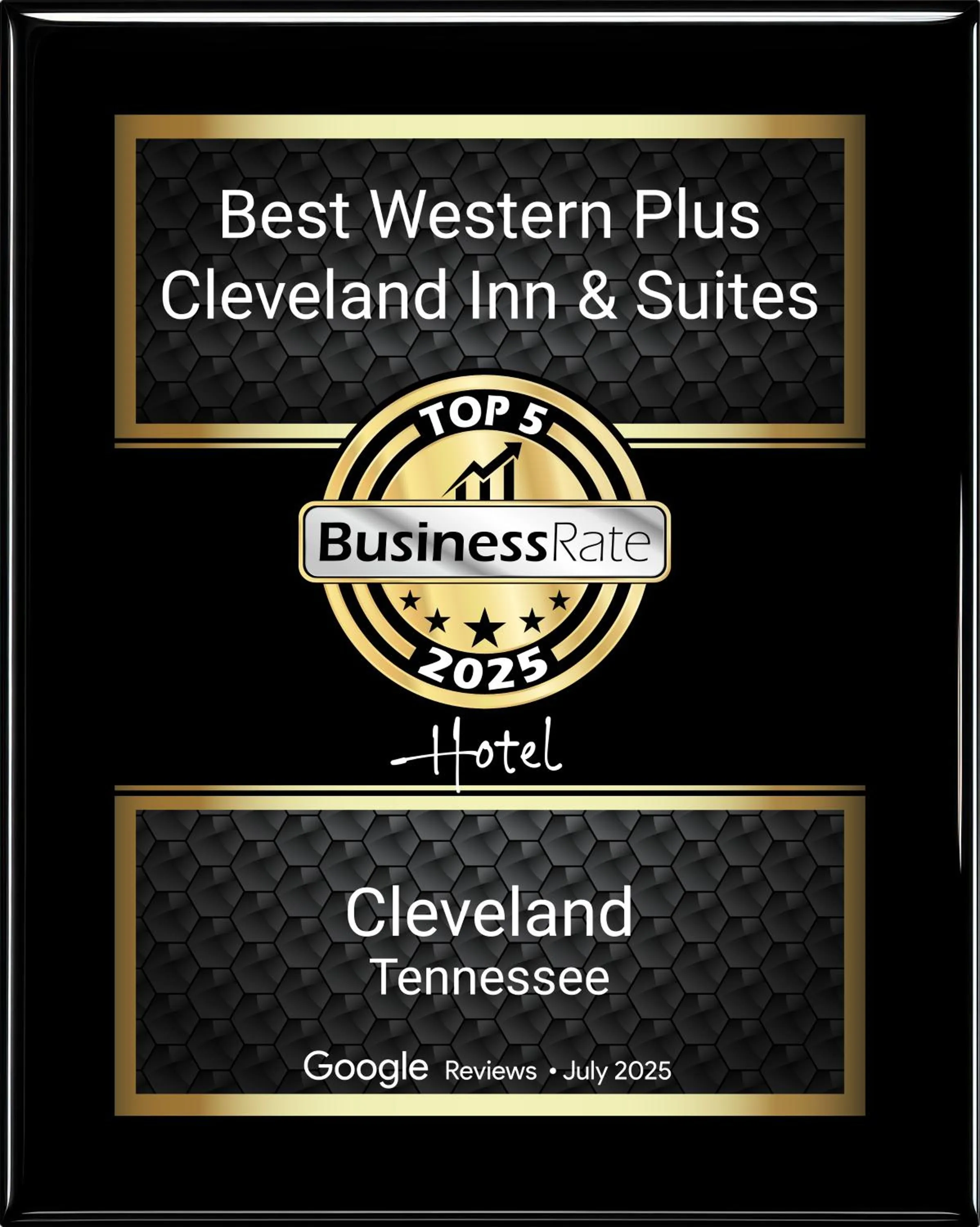 Certificate/Award in Best Western Plus Cleveland Inn & Suites