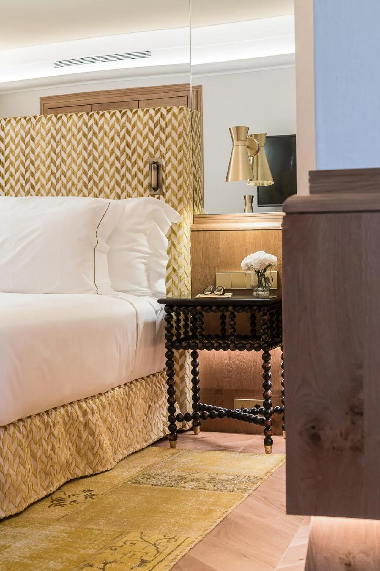 Bed in Palacio Solecio, a Small Luxury Hotel of the World