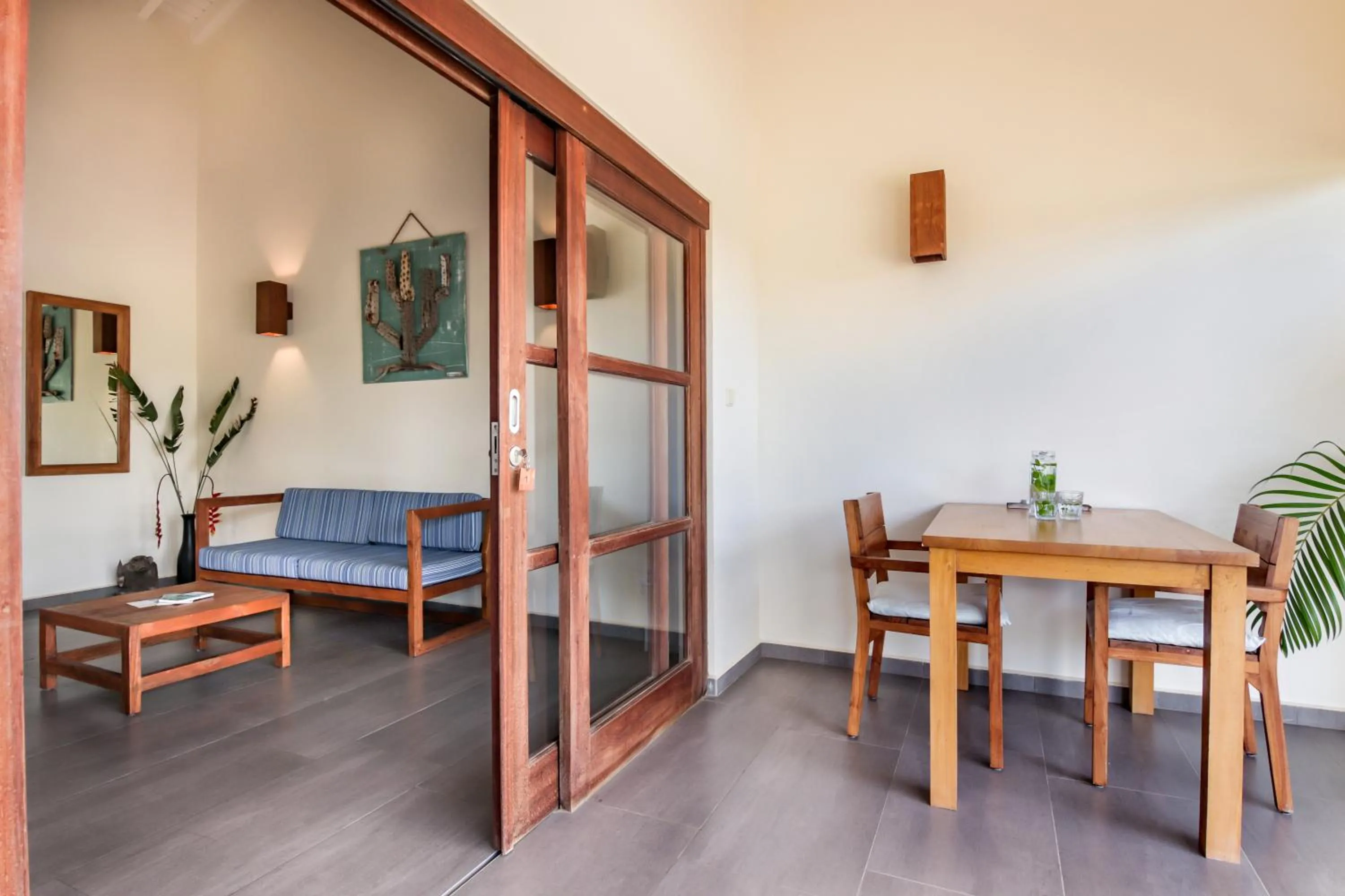 Living room, Bed in ABC Lodges Curacao