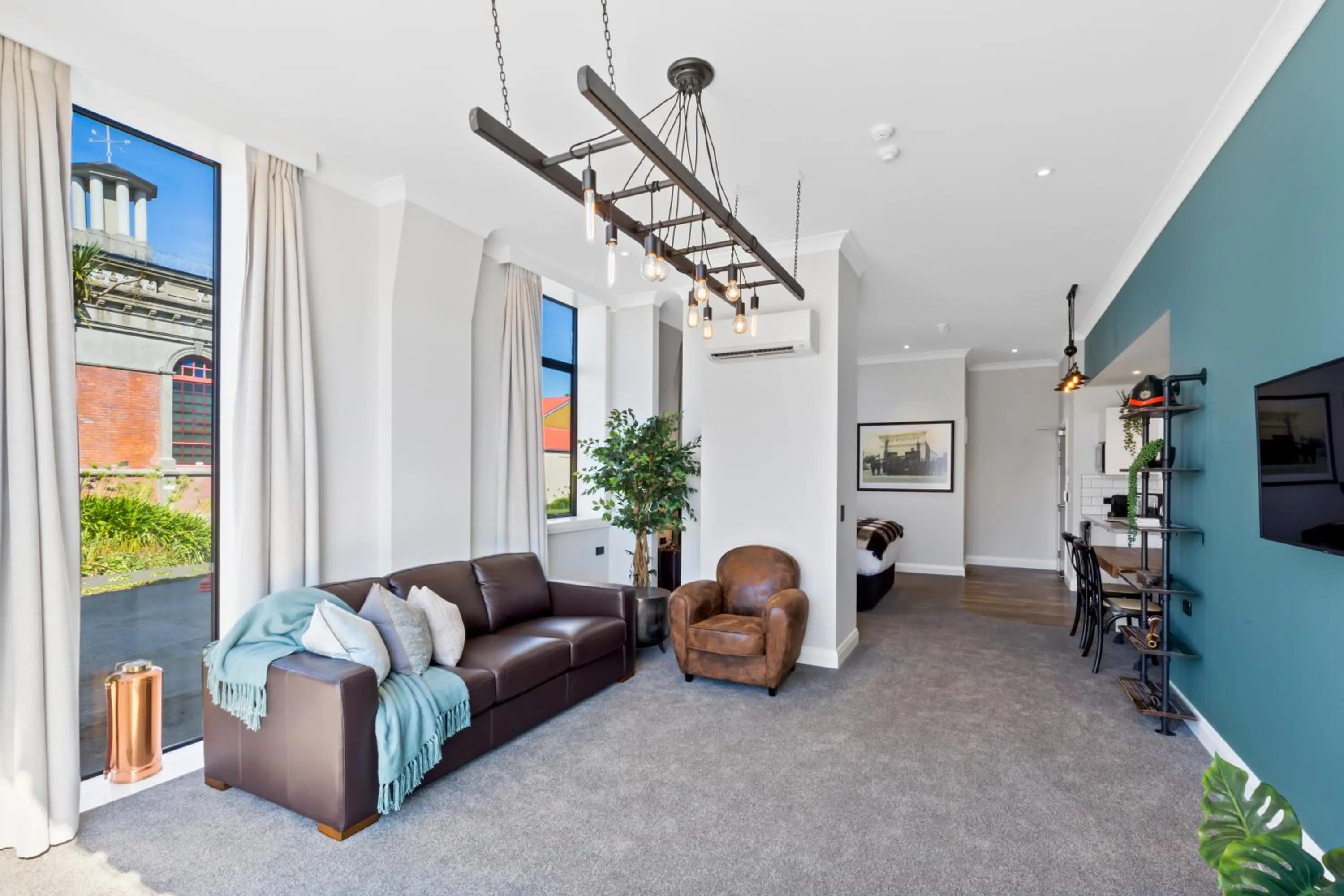 Living room in Hokitika Fire Station Boutique Accommodation