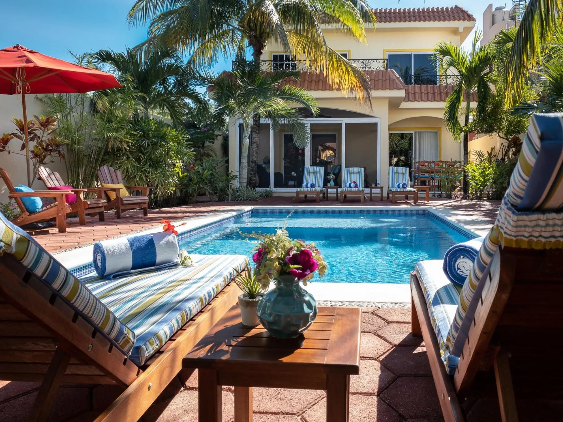 Patio in Casa Zarah - Hacienda Family Home - Pool and 2-Block to Beach