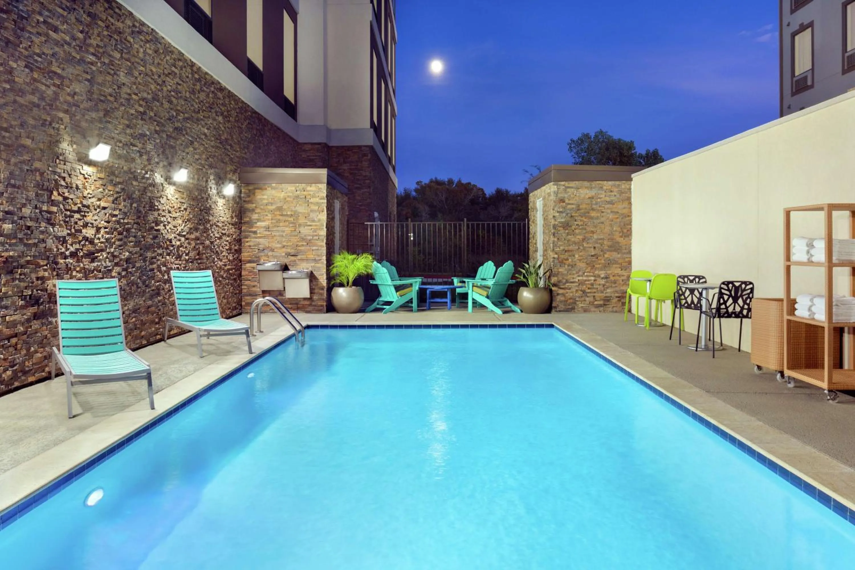 Pool view in Home2 Suites By Hilton Houston-Pearland, Tx