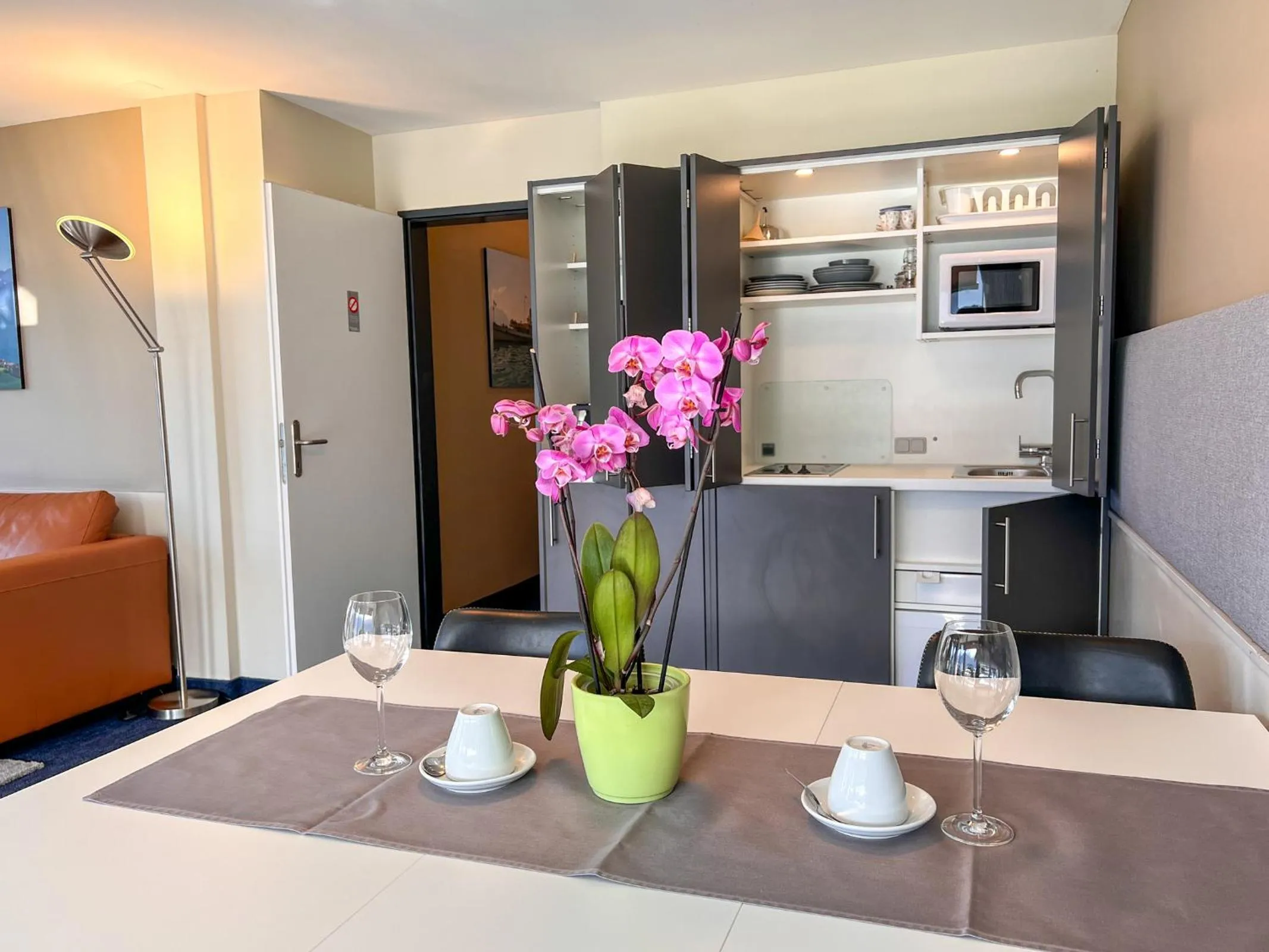 Kitchen or kitchenette in Seehotel Riviera at Lake Lucerne