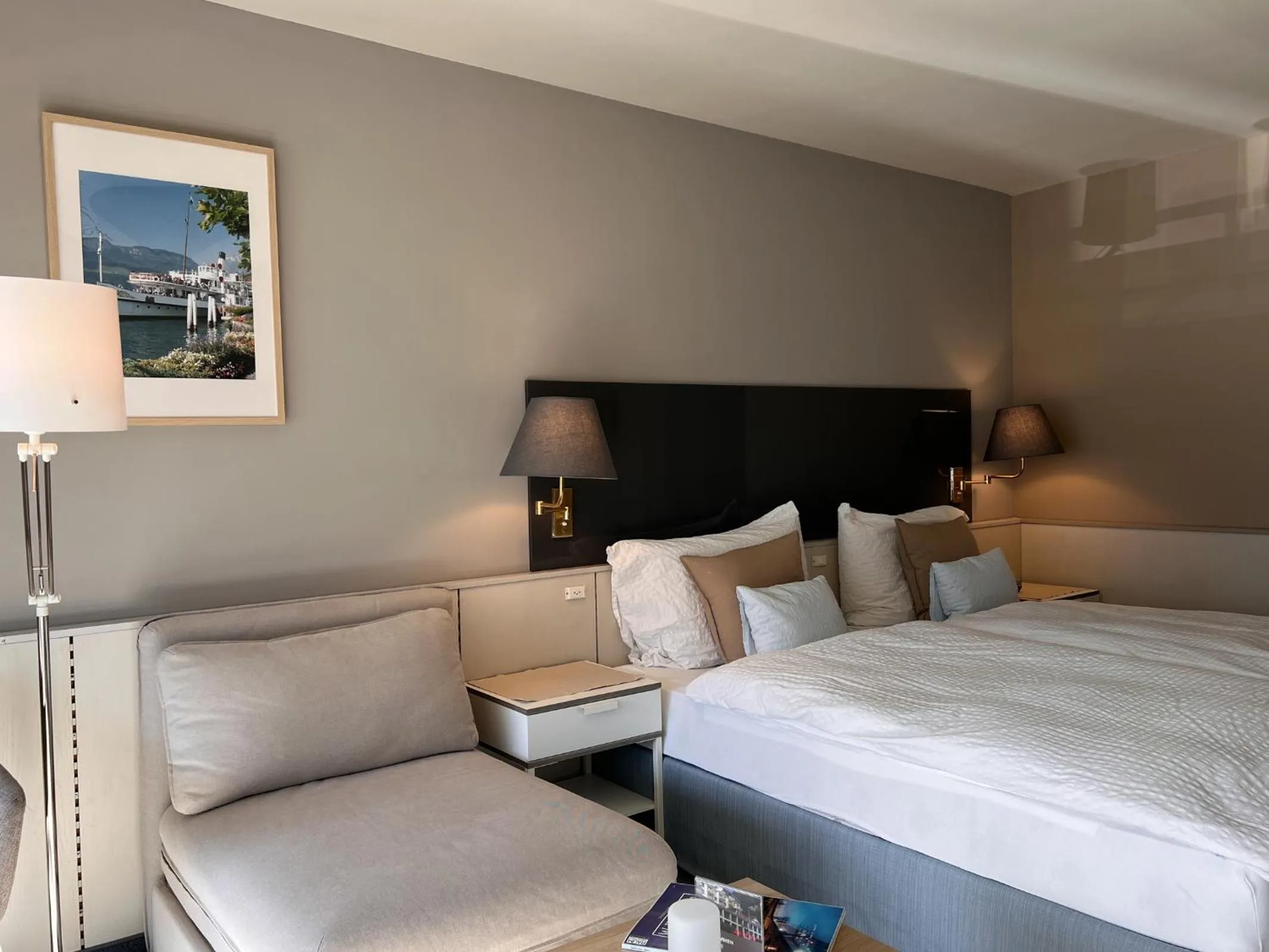 Bedroom, Bed in Seehotel Riviera at Lake Lucerne