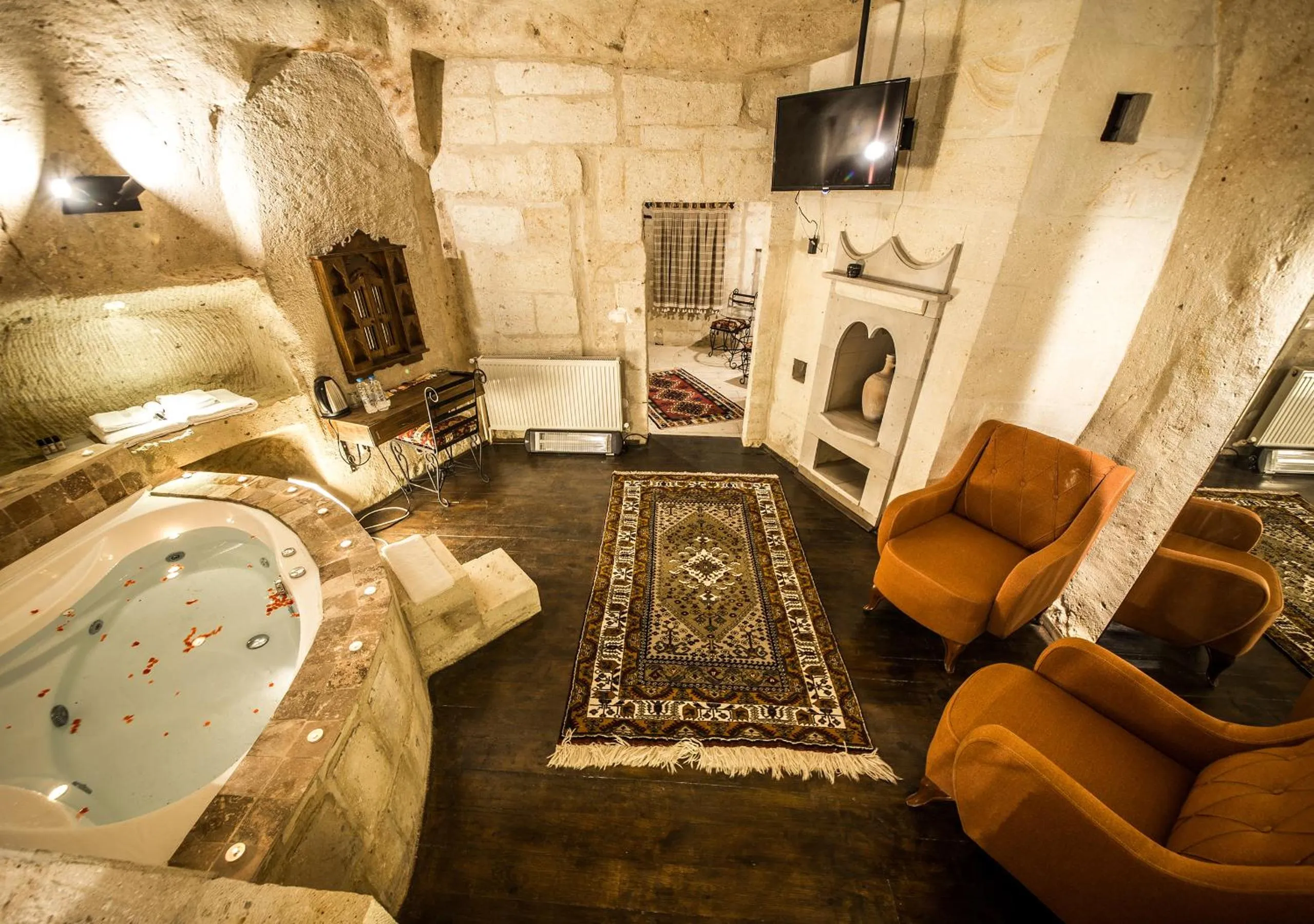 Living room in Harkasos Cave Hotel