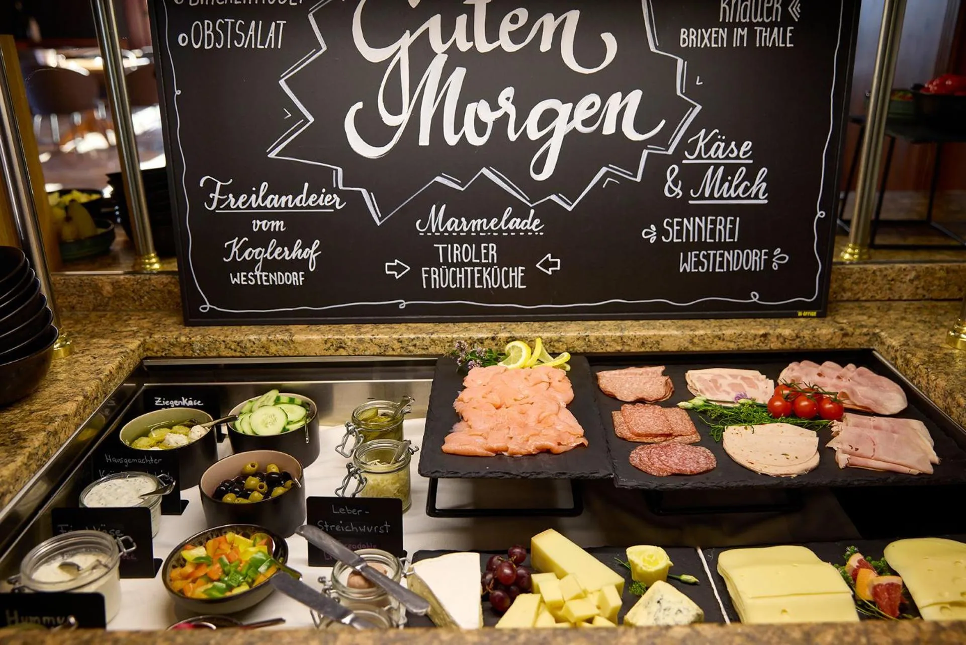 Buffet breakfast in Hotel Hubertus