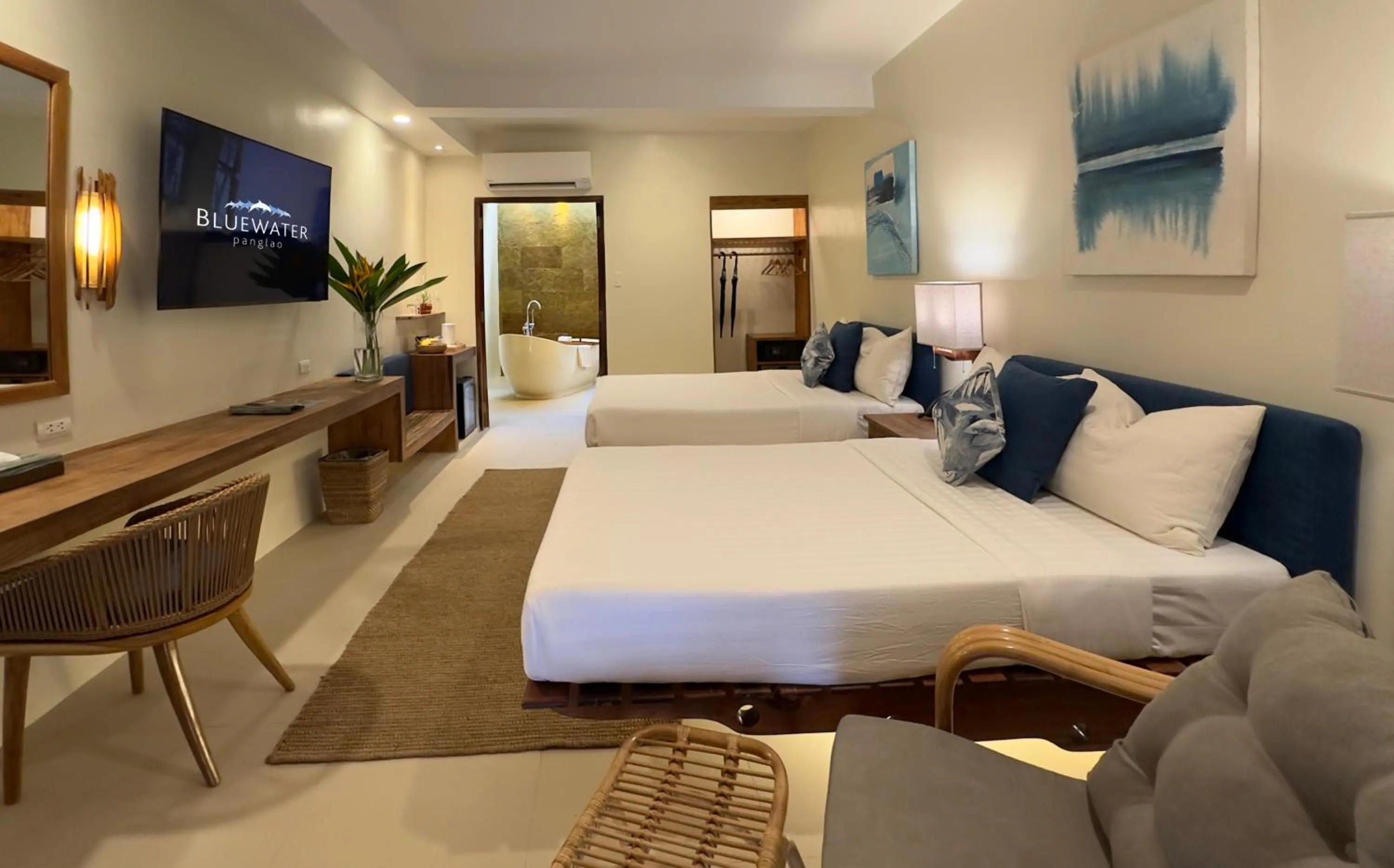 Bed in Bluewater Panglao Beach Resort