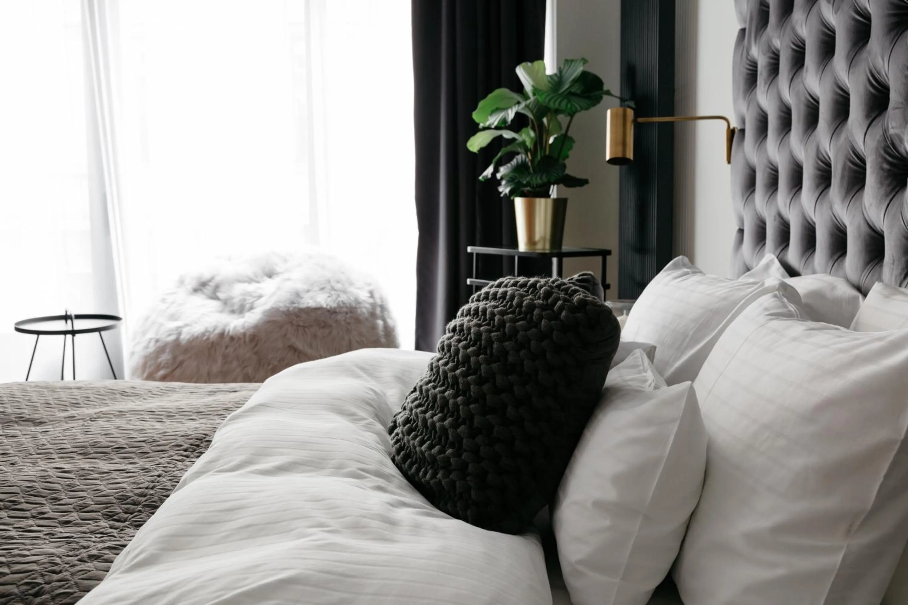 Decorative detail, Bed in TG Hotel Apartments Budapest