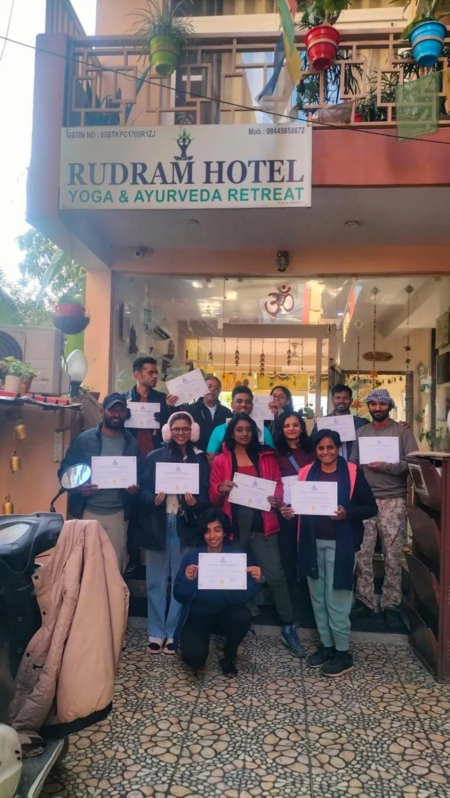 group of guests in Rudram Hotel Yoga & Ayurveda Retreat