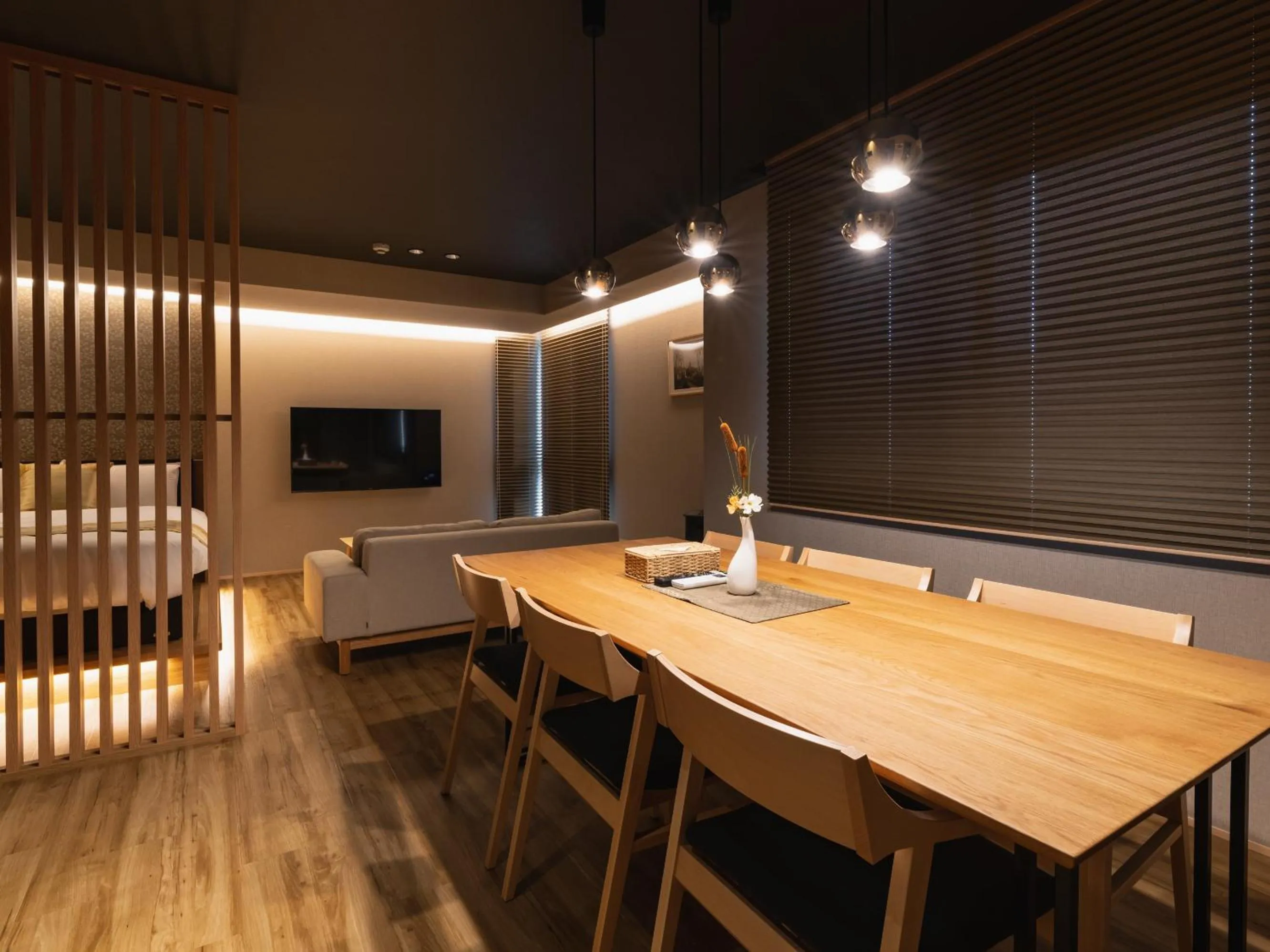 Living room in GRAND BASE Beppu Ekimae