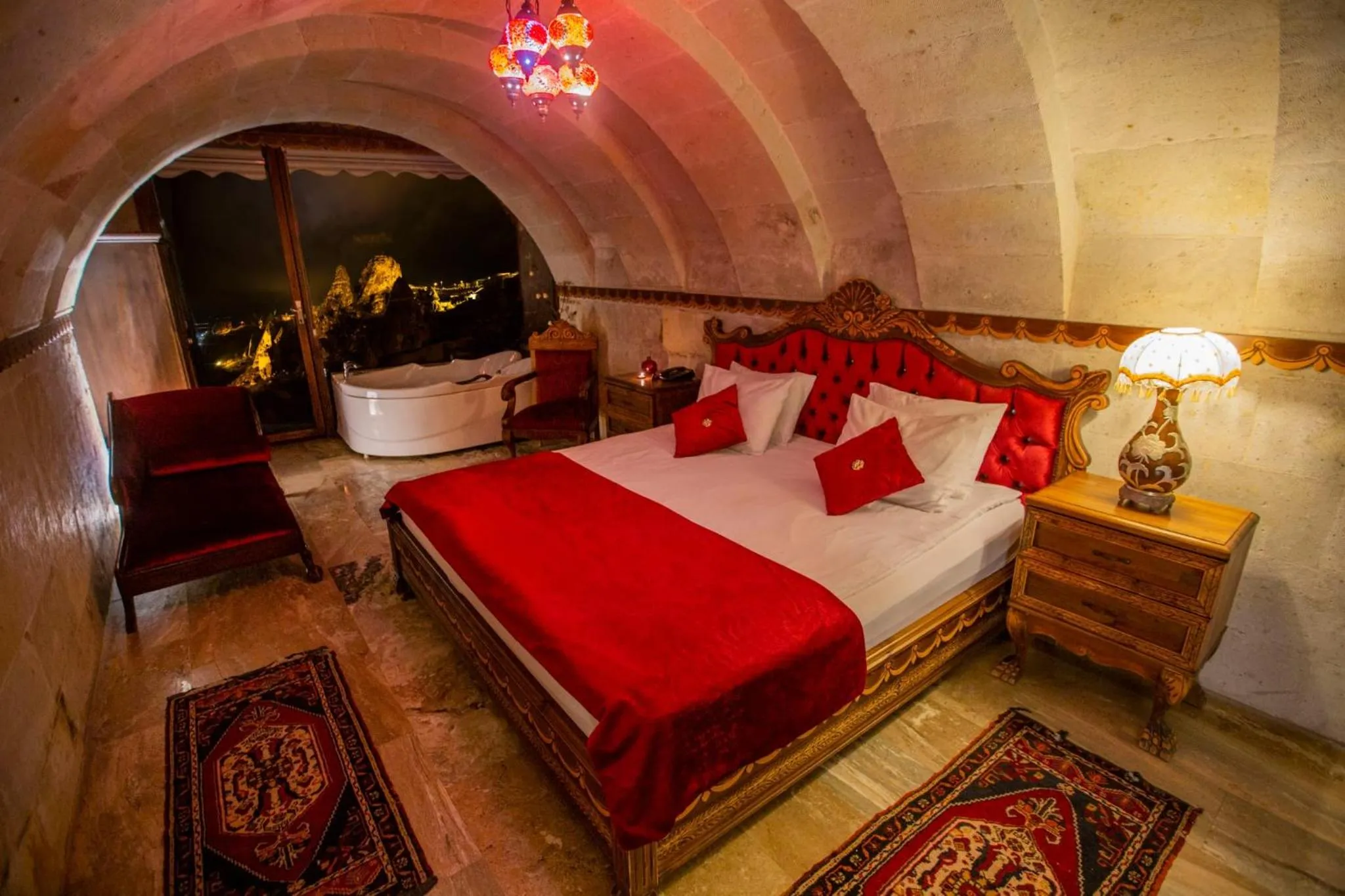 Bed in Hermes Cave Hotel