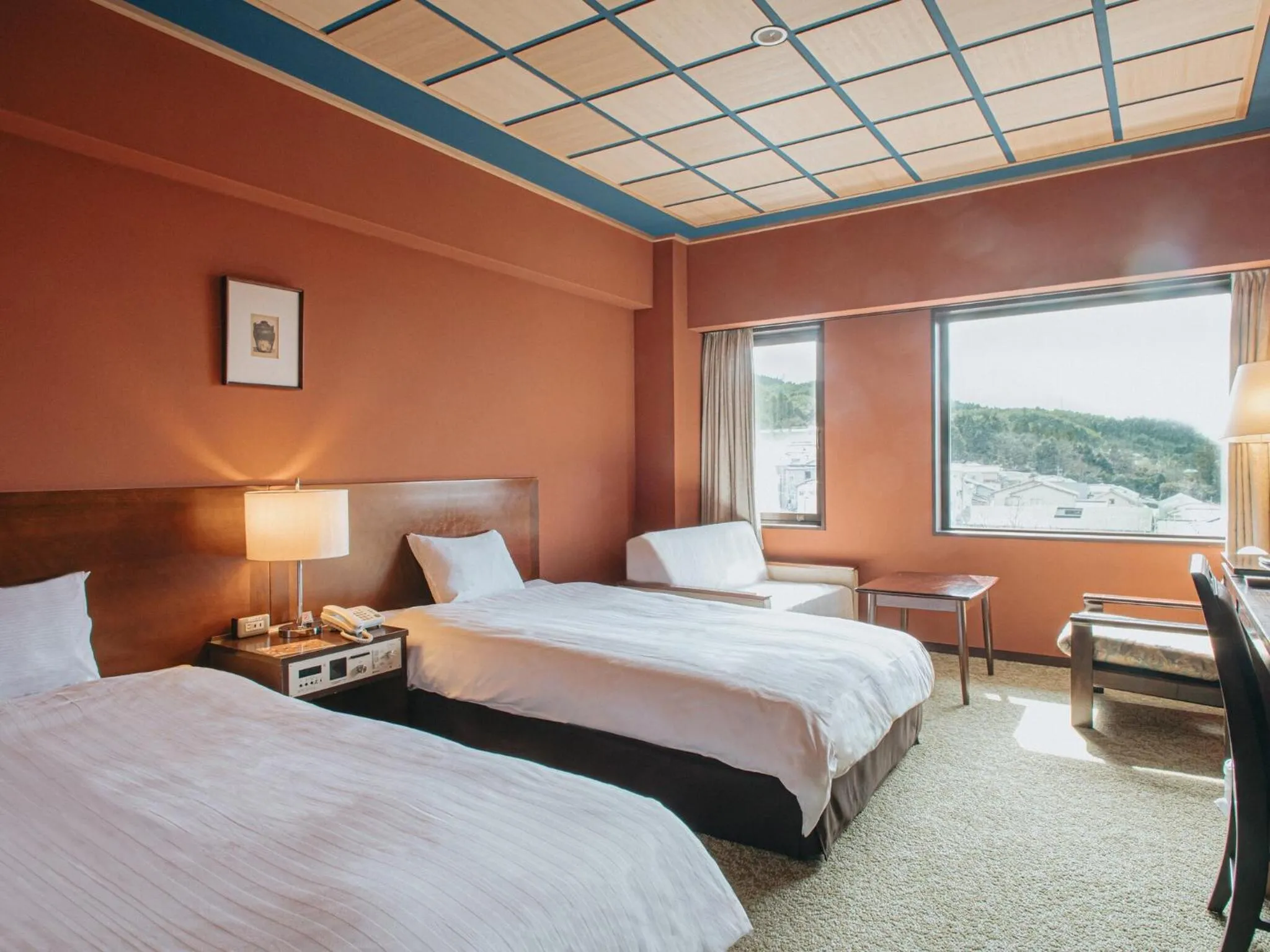 View (from property/room), Bed in Kanazawa Kokusai Hotel