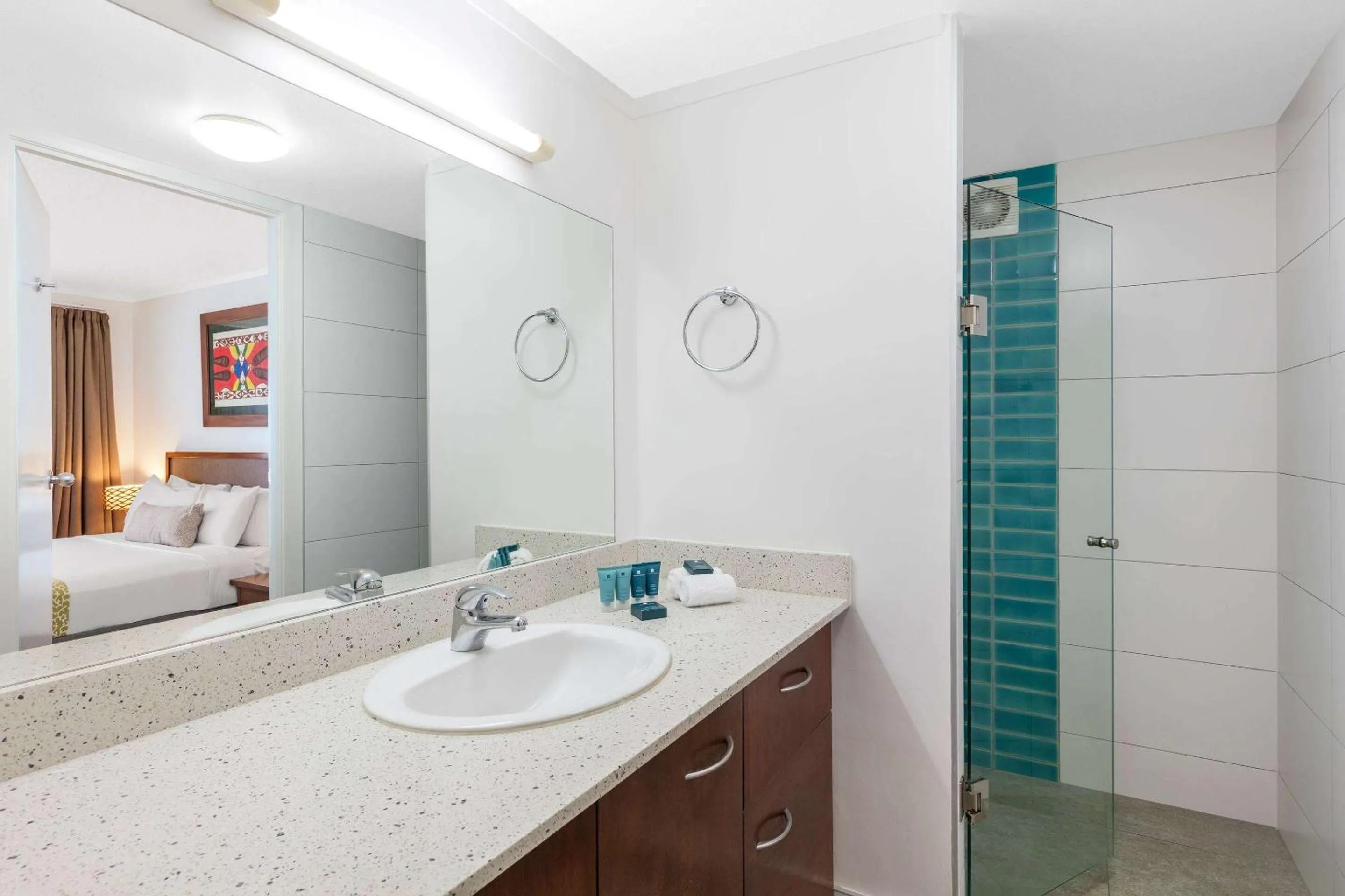 Bathroom, Bed in Club Wyndham Denarau Island, Trademark Collection by Wyndham