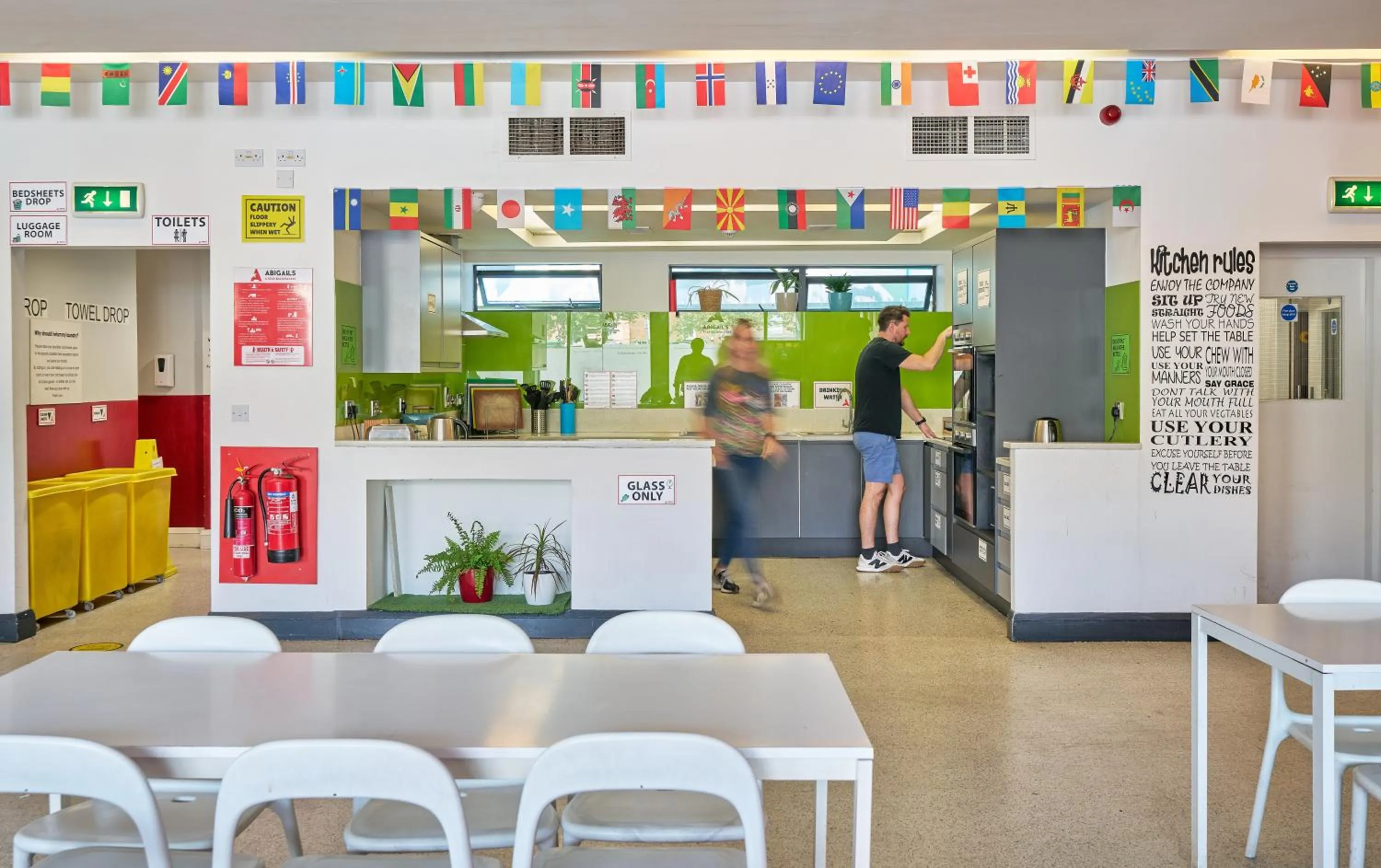 Communal kitchen in Abigail's Hostel