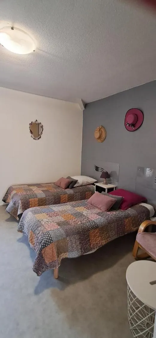 Bed in Hôtel Studios Les Acacias