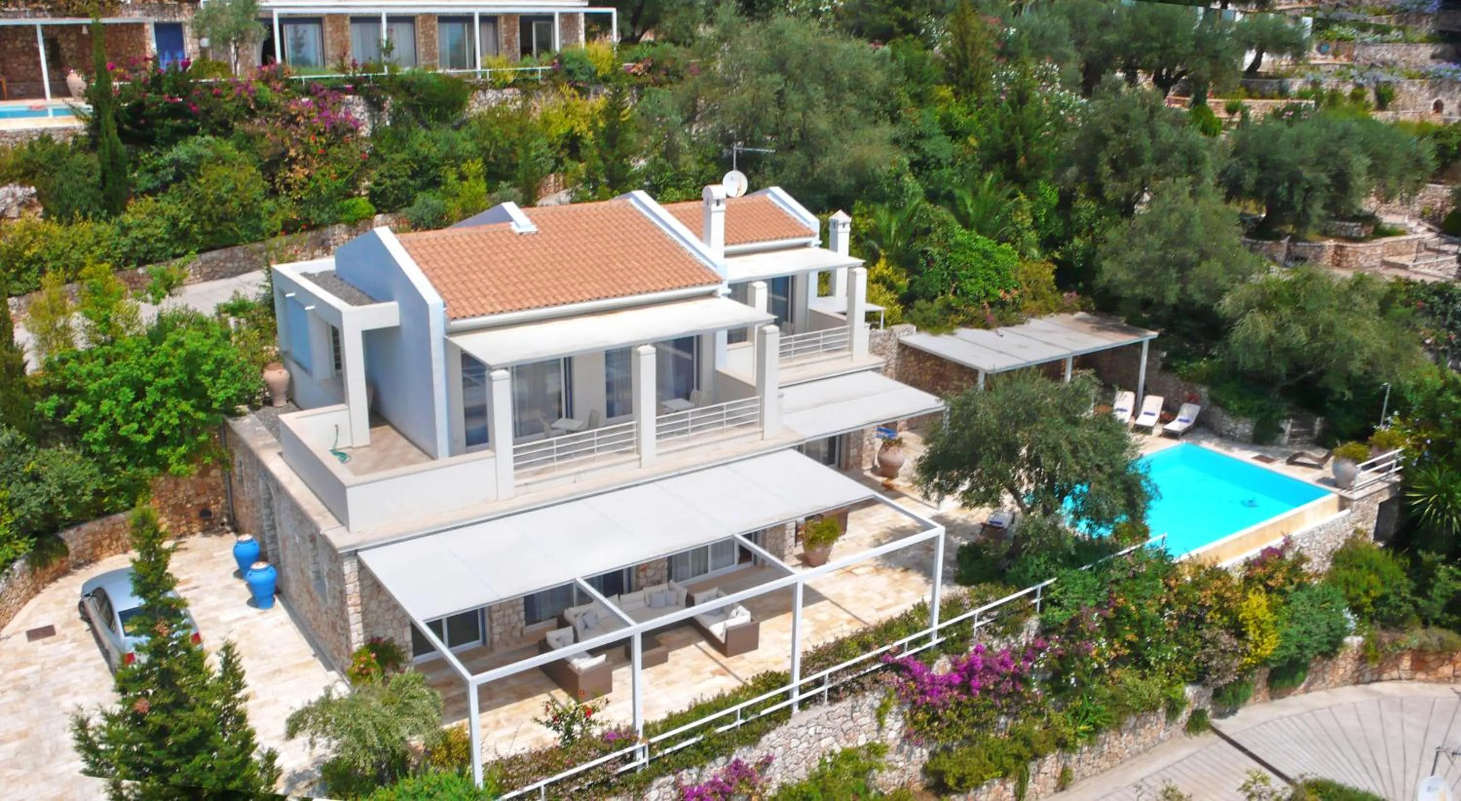 Bird's eye view in Corfu Luxury Villas