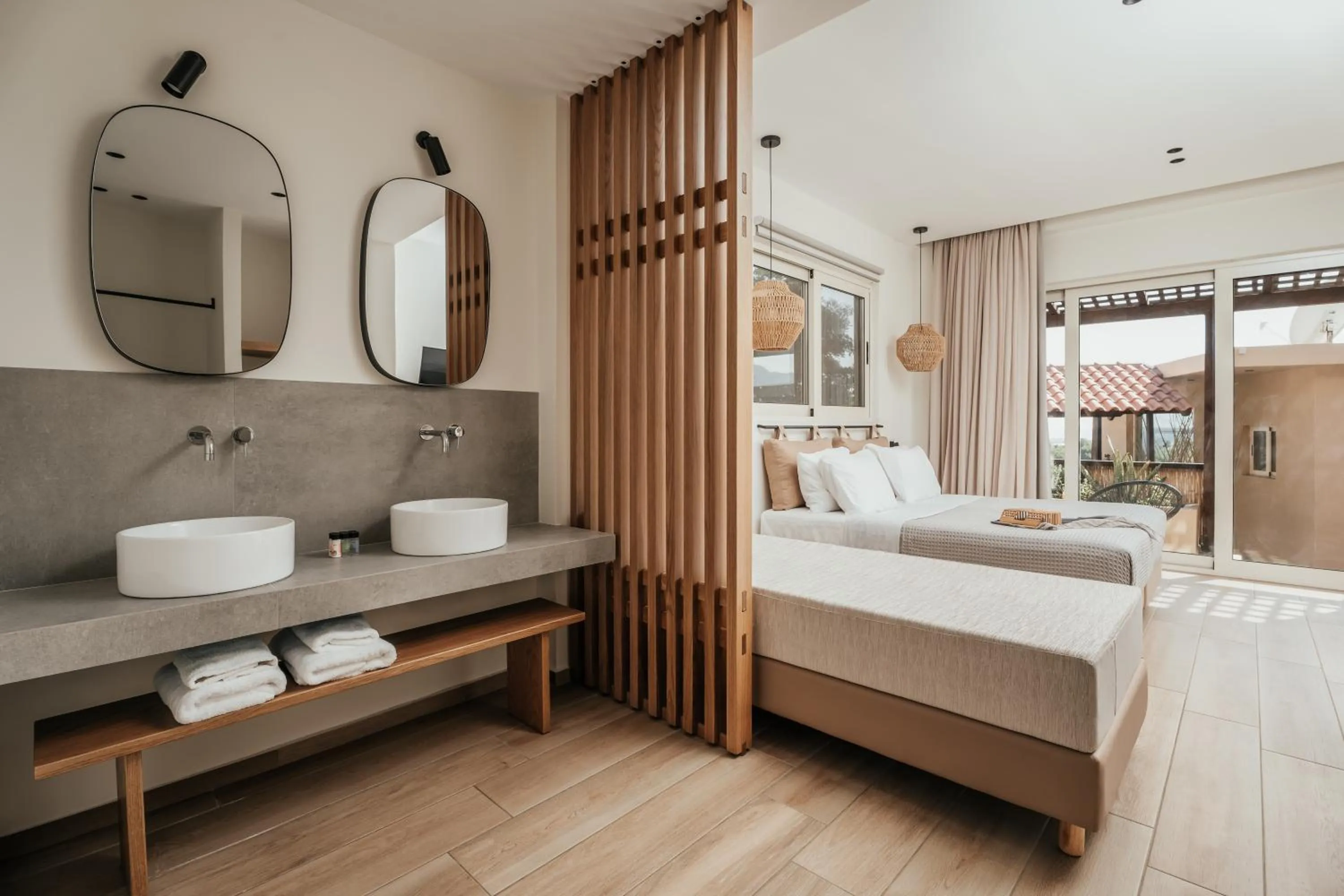 Bathroom, Bed in Paralos The Maxine Adults Only