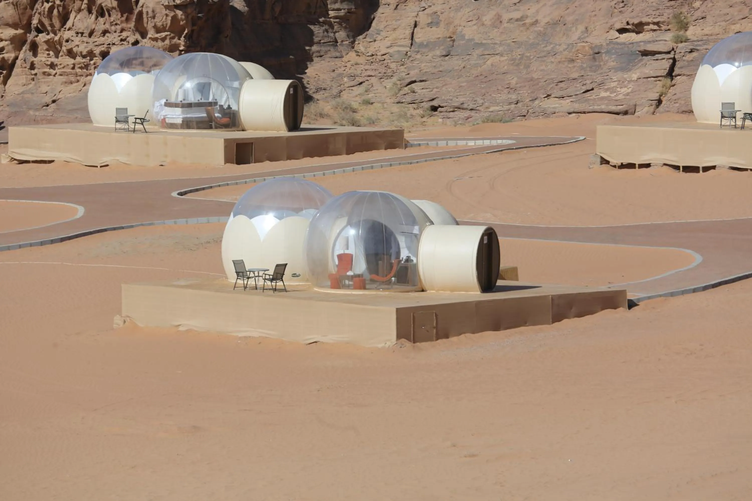 Landmark view in Wadi Rum Bubble Luxotel