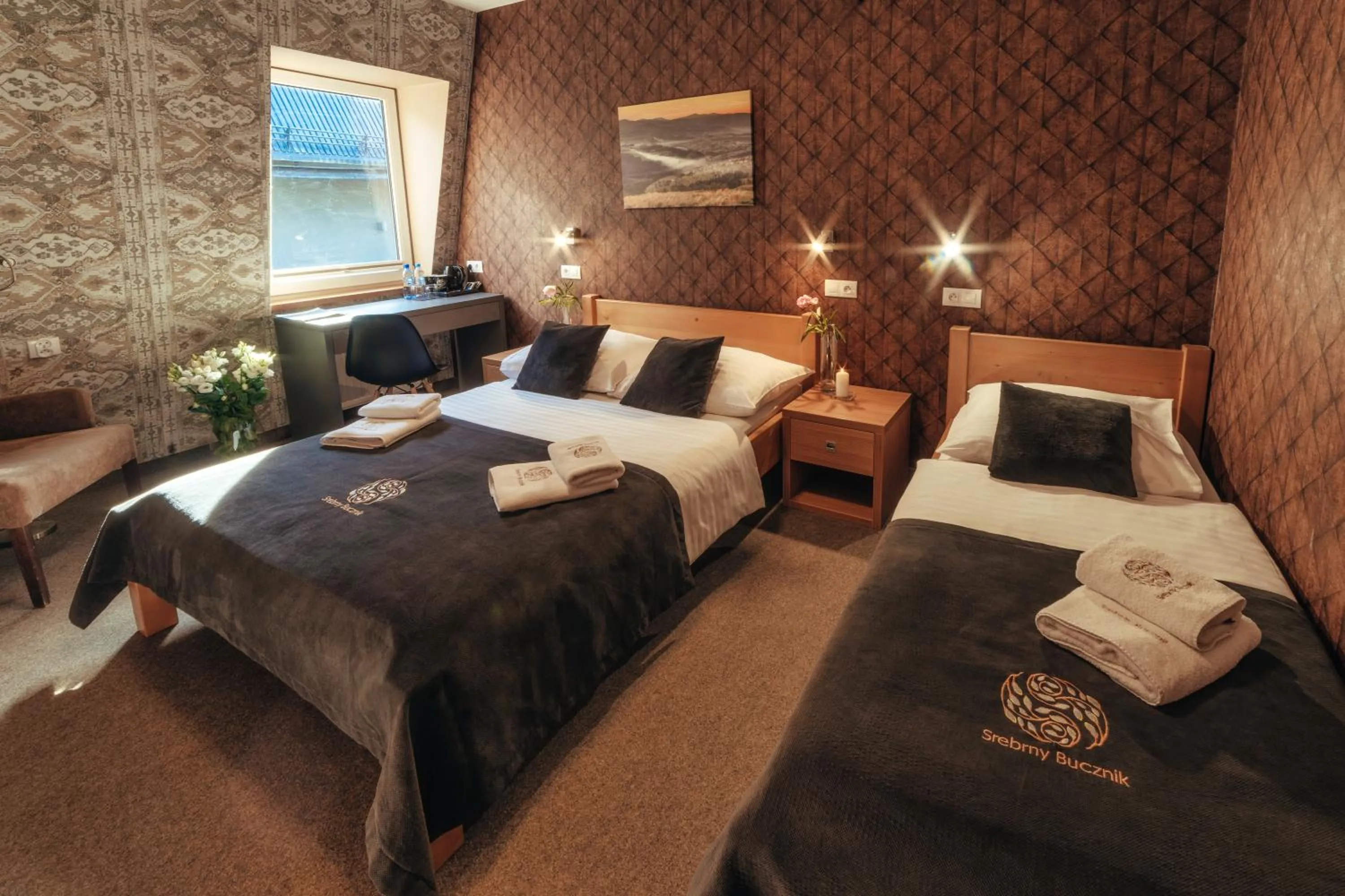 Bed in Srebrny Bucznik Wellness & Restaurant