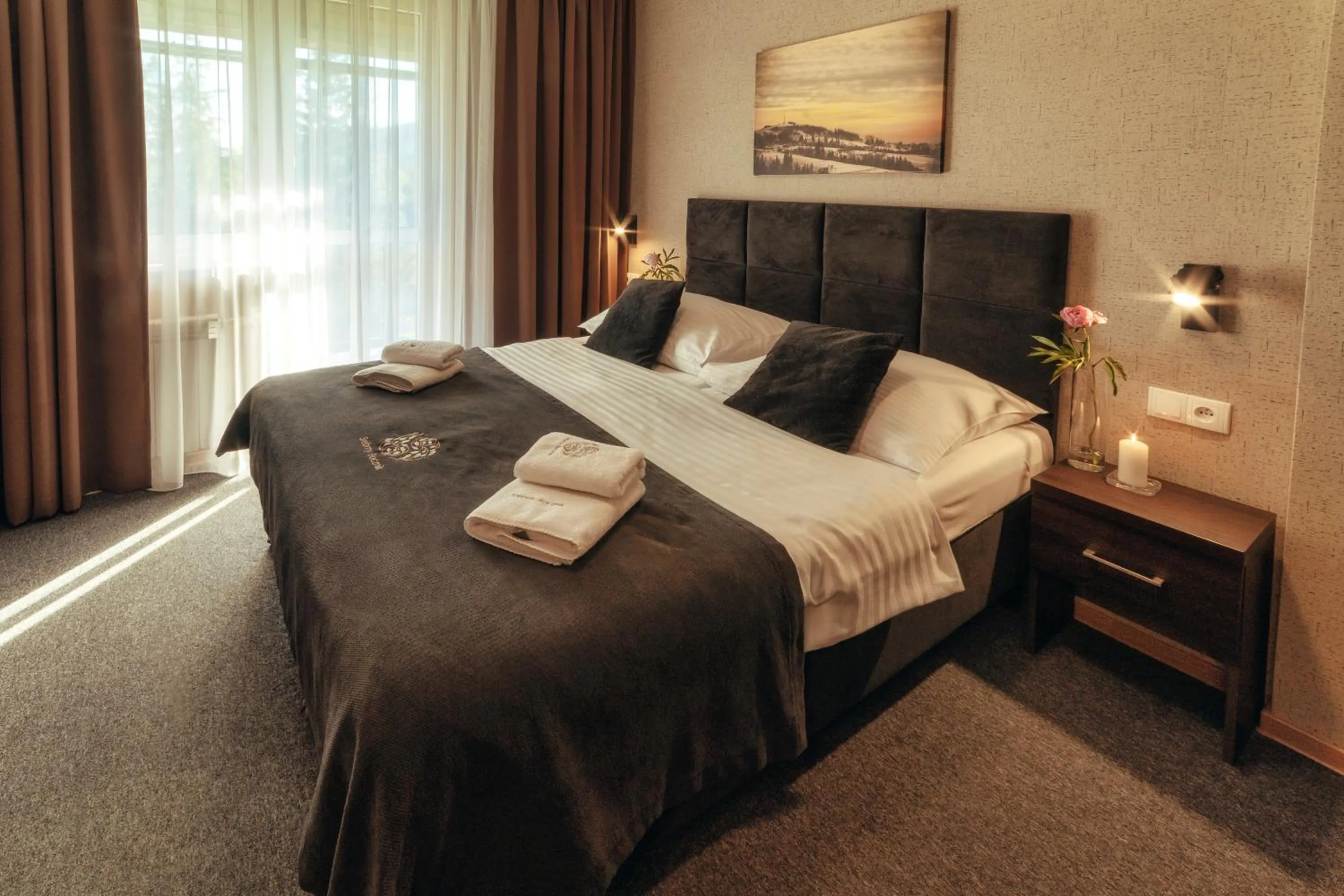 Bed in Srebrny Bucznik Wellness & Restaurant