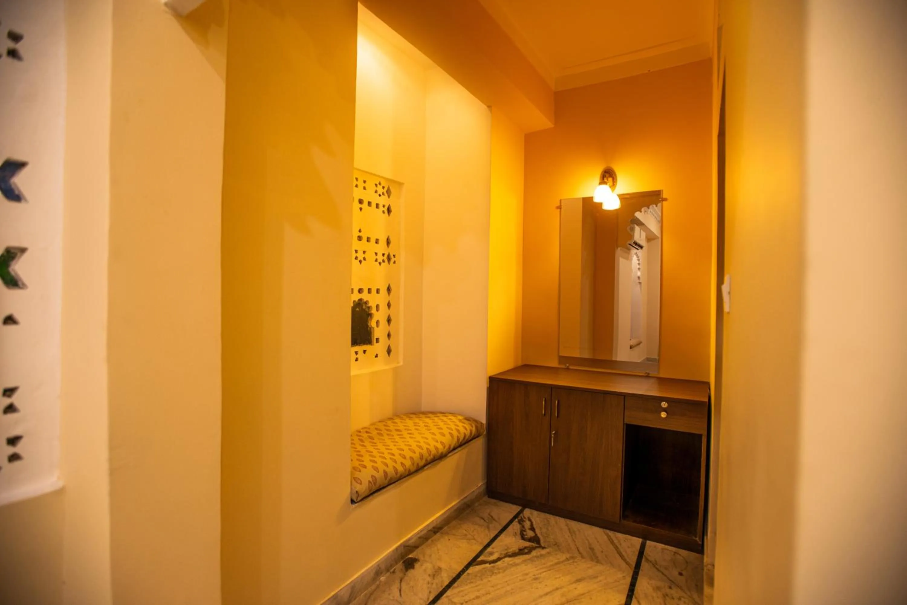 Seating area in Hostel Mantra