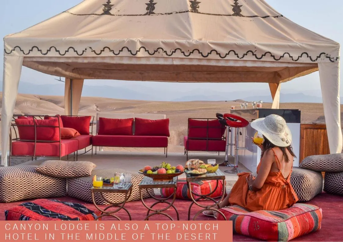 Food and drinks in Canyon Lodge Désert Agafay