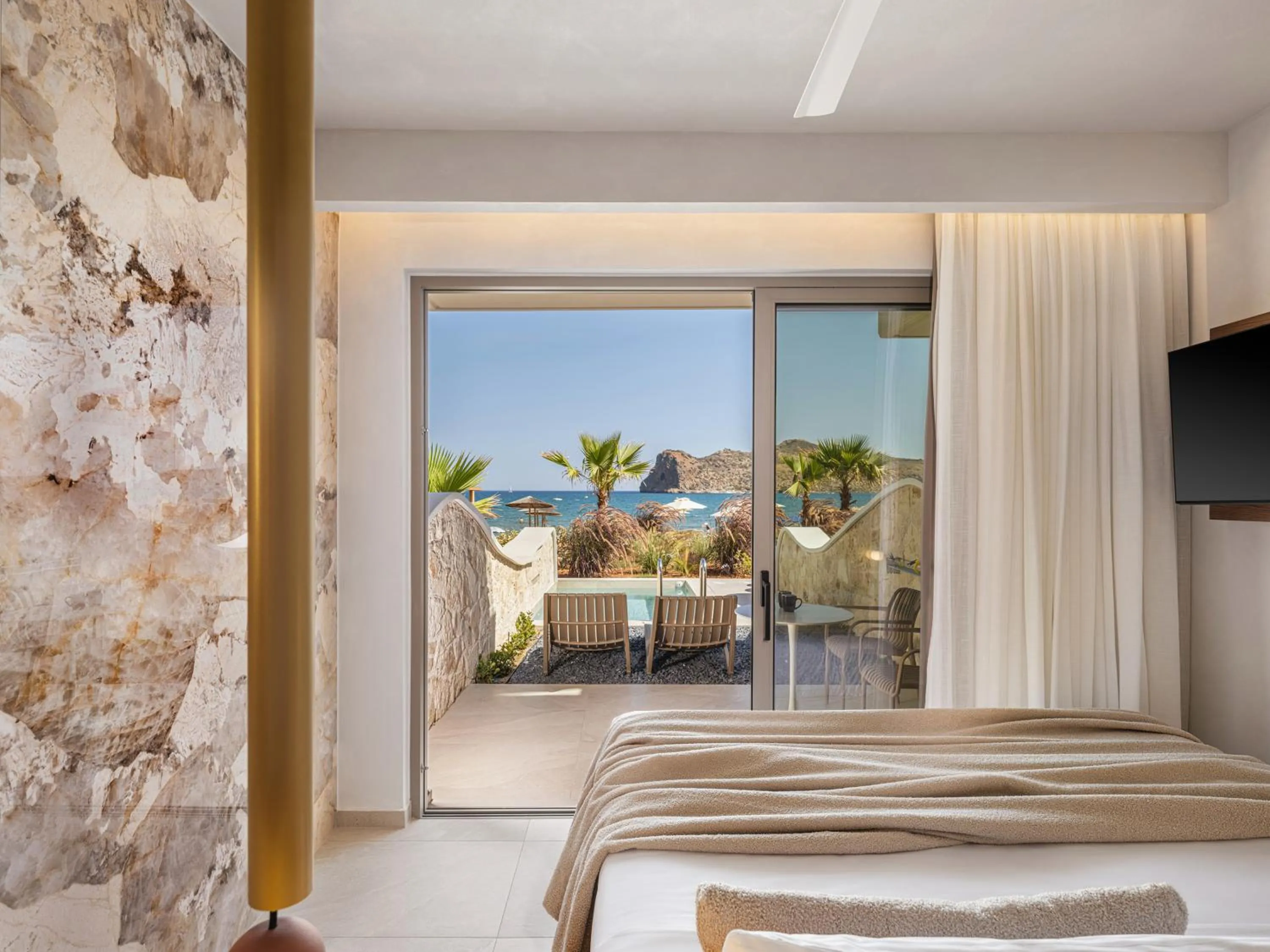 View (from property/room), Bed in Vergina Beach Hotel