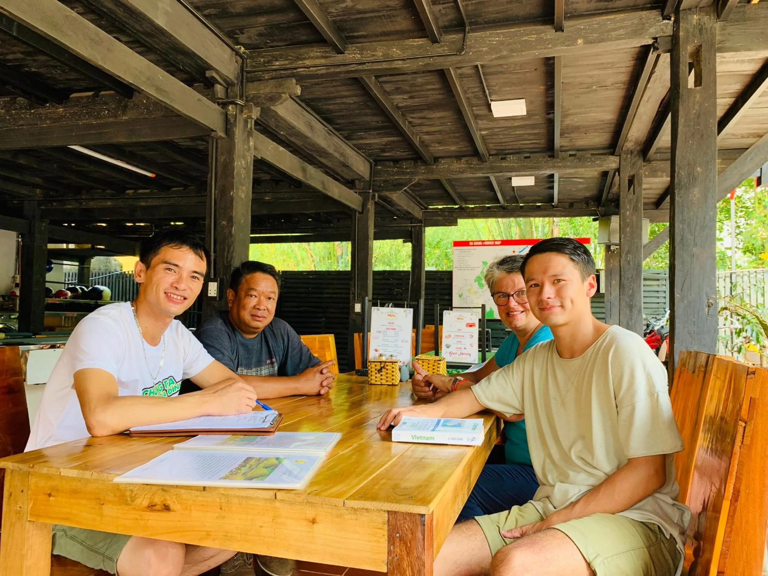 People in Golden Jungle House