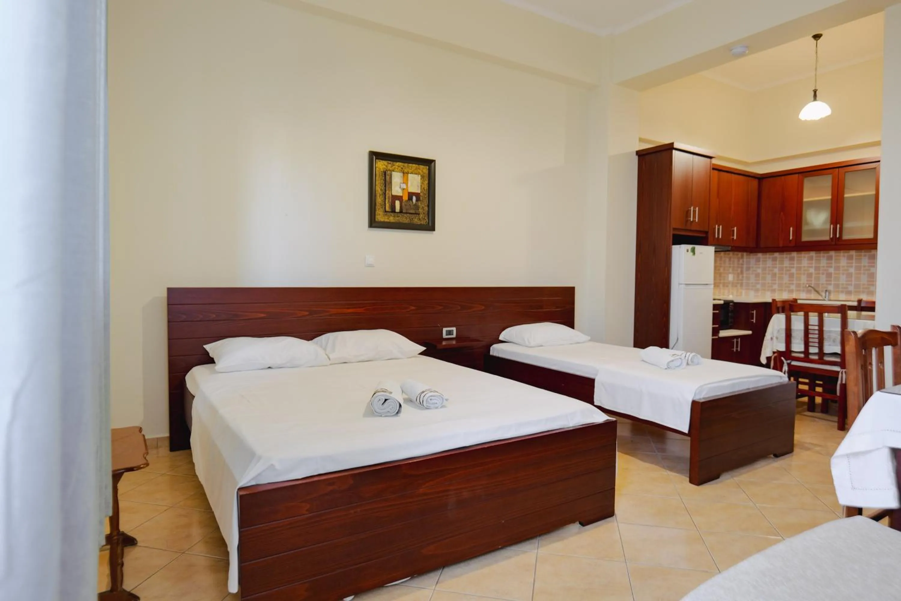 Bed in Hotel Milo Ksamil