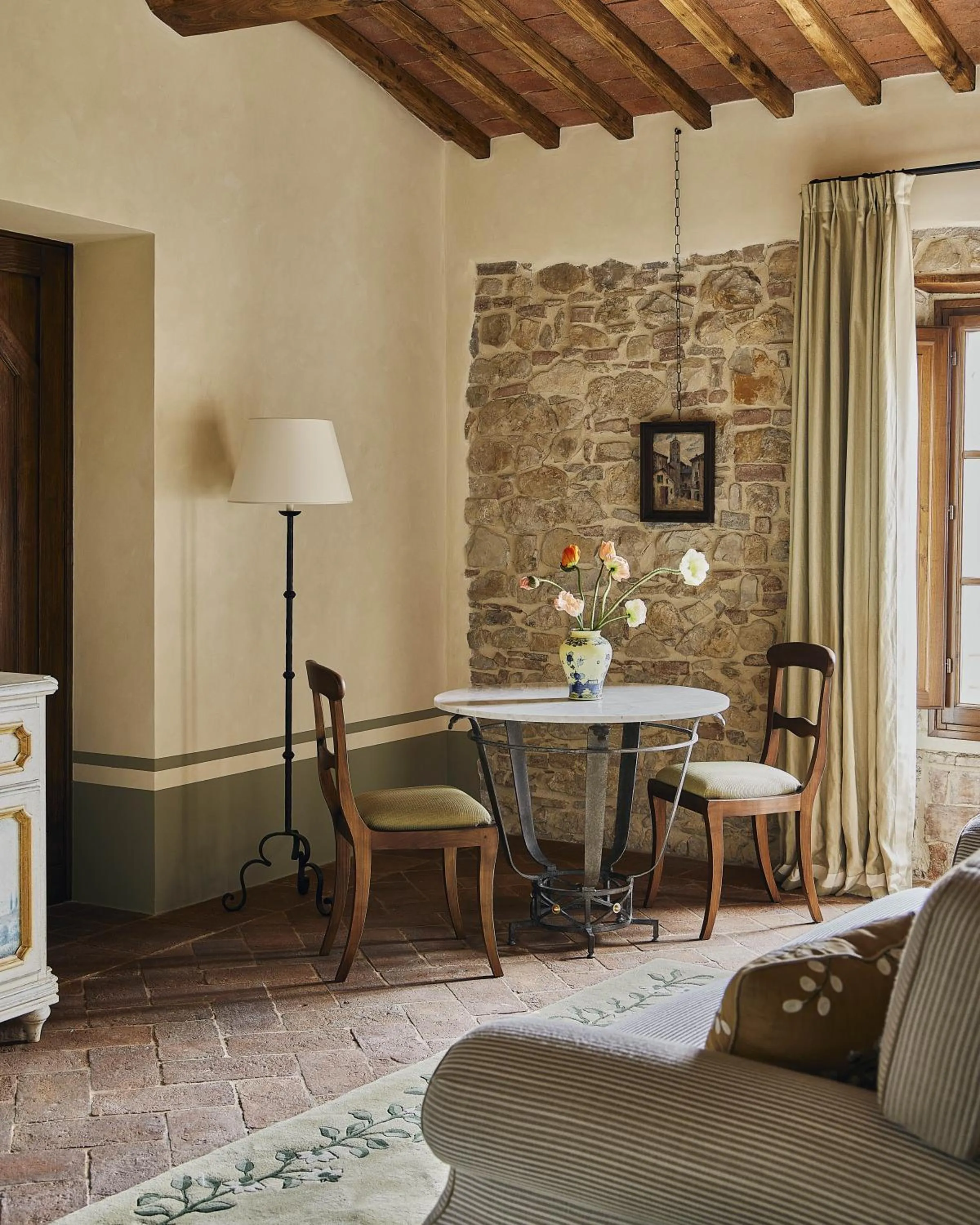 Seating area in Castello di Casole, A Belmond Hotel, Tuscany