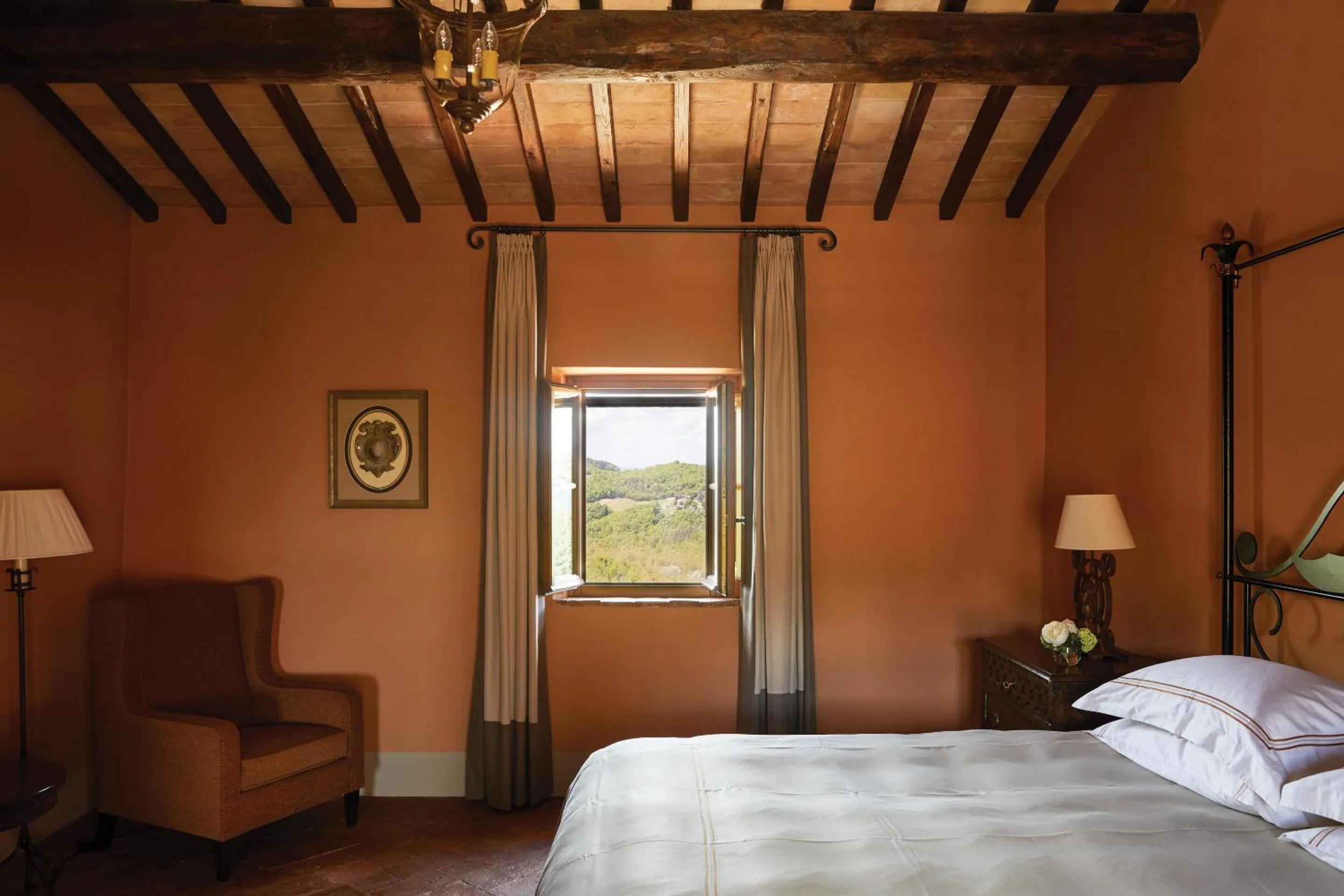 Bedroom, Bed in Castello di Casole, A Belmond Hotel, Tuscany