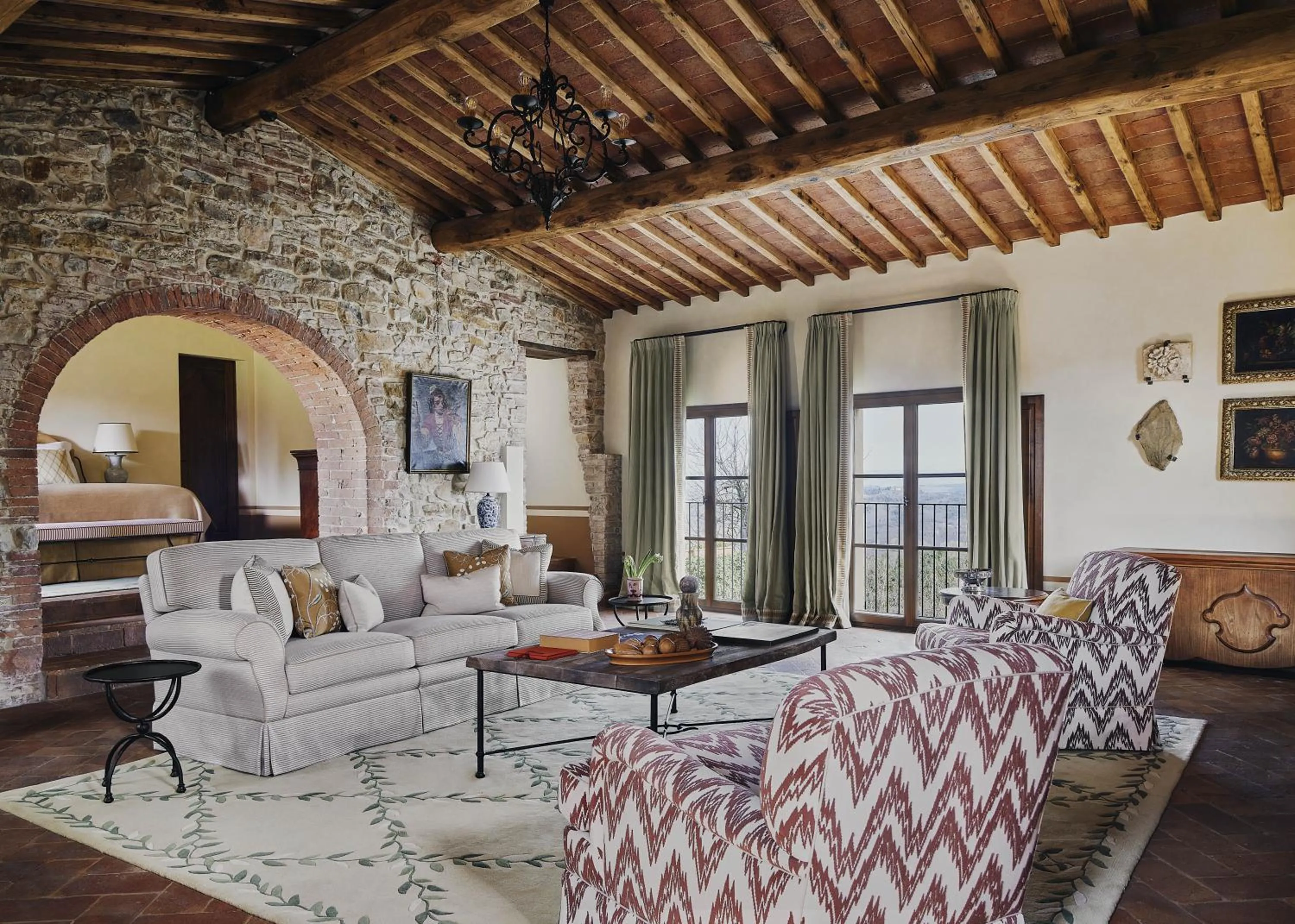 Living room in Castello di Casole, A Belmond Hotel, Tuscany