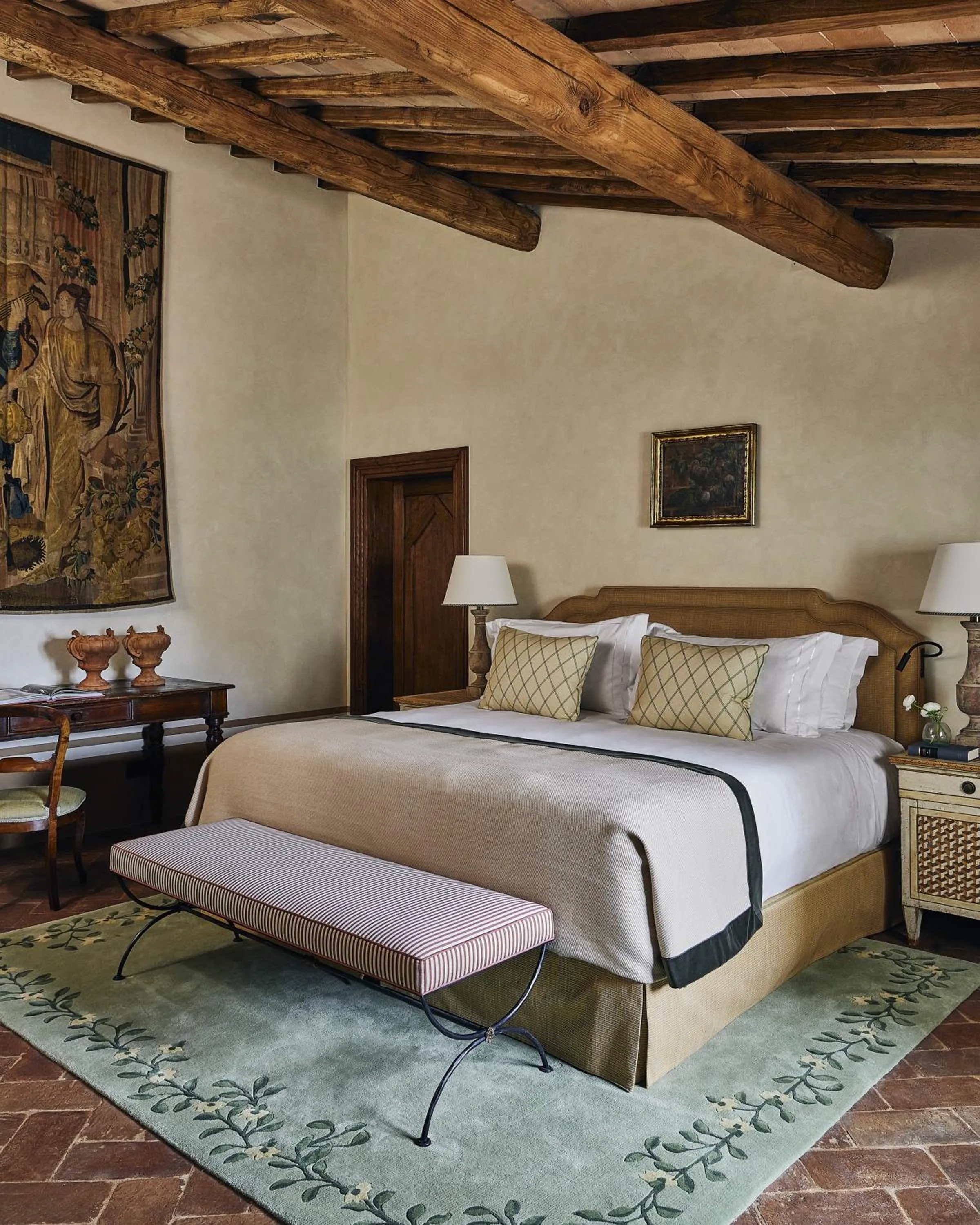 Bedroom, Bed in Castello di Casole, A Belmond Hotel, Tuscany