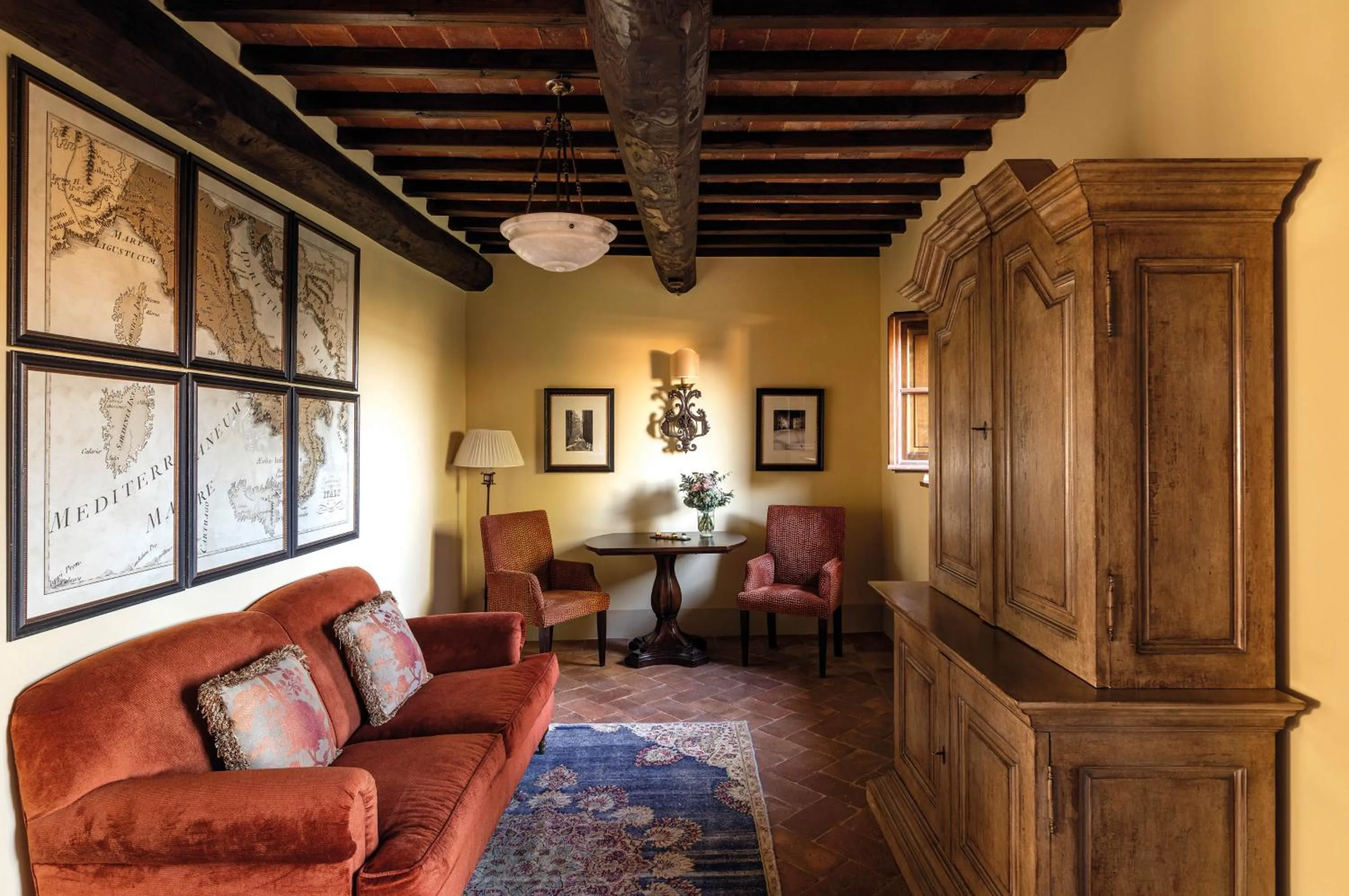Living room in Castello di Casole, A Belmond Hotel, Tuscany