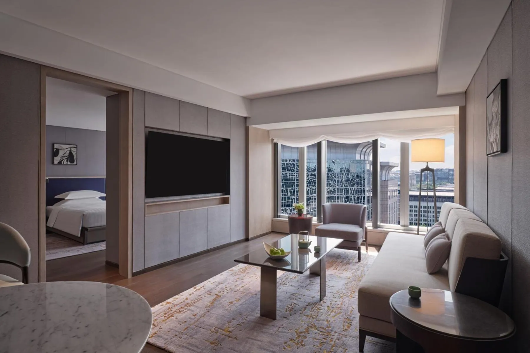 Living room, Bed in Grand Hyatt Beijing