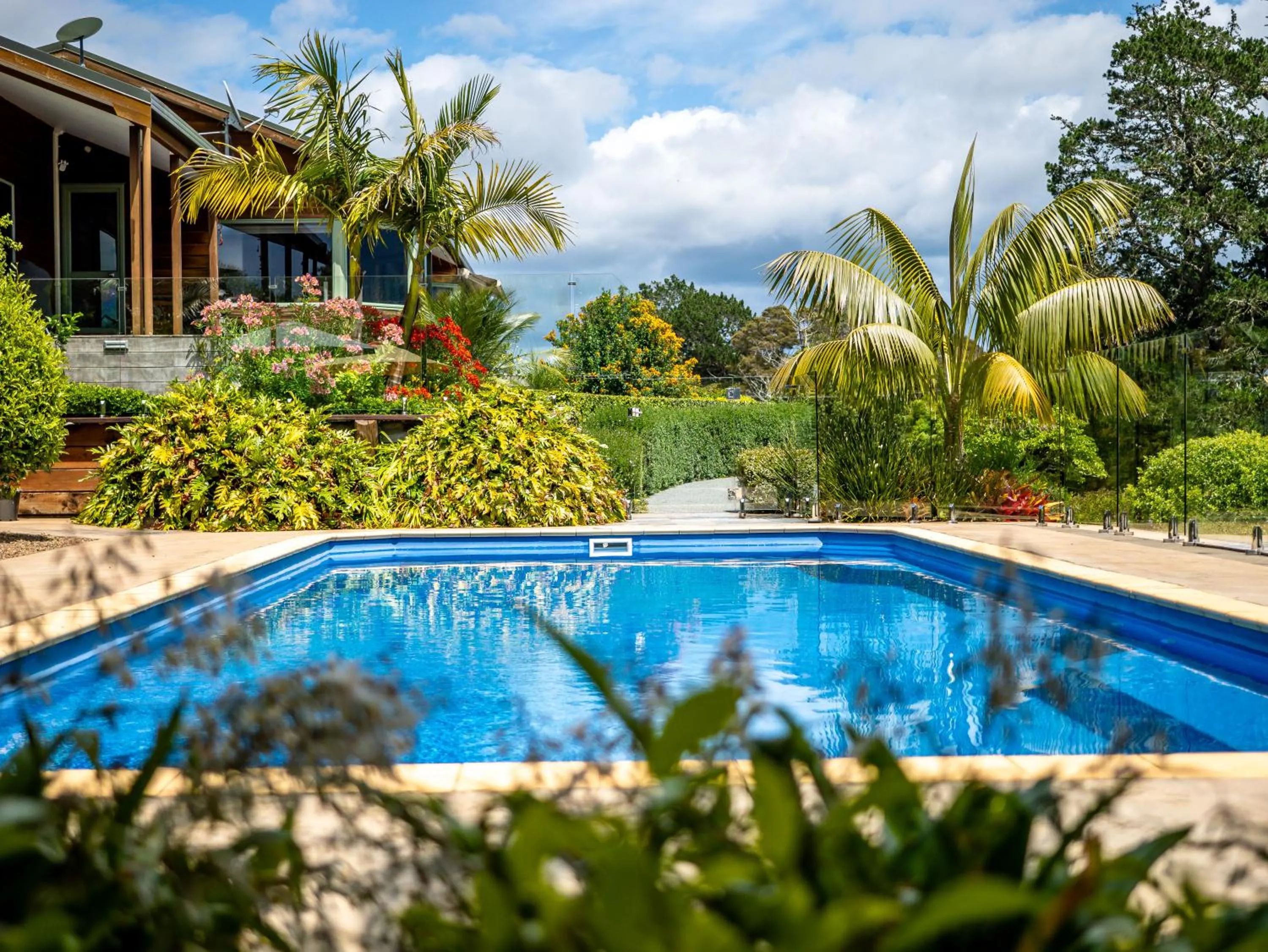 Garden view in Te Awa Lodge
