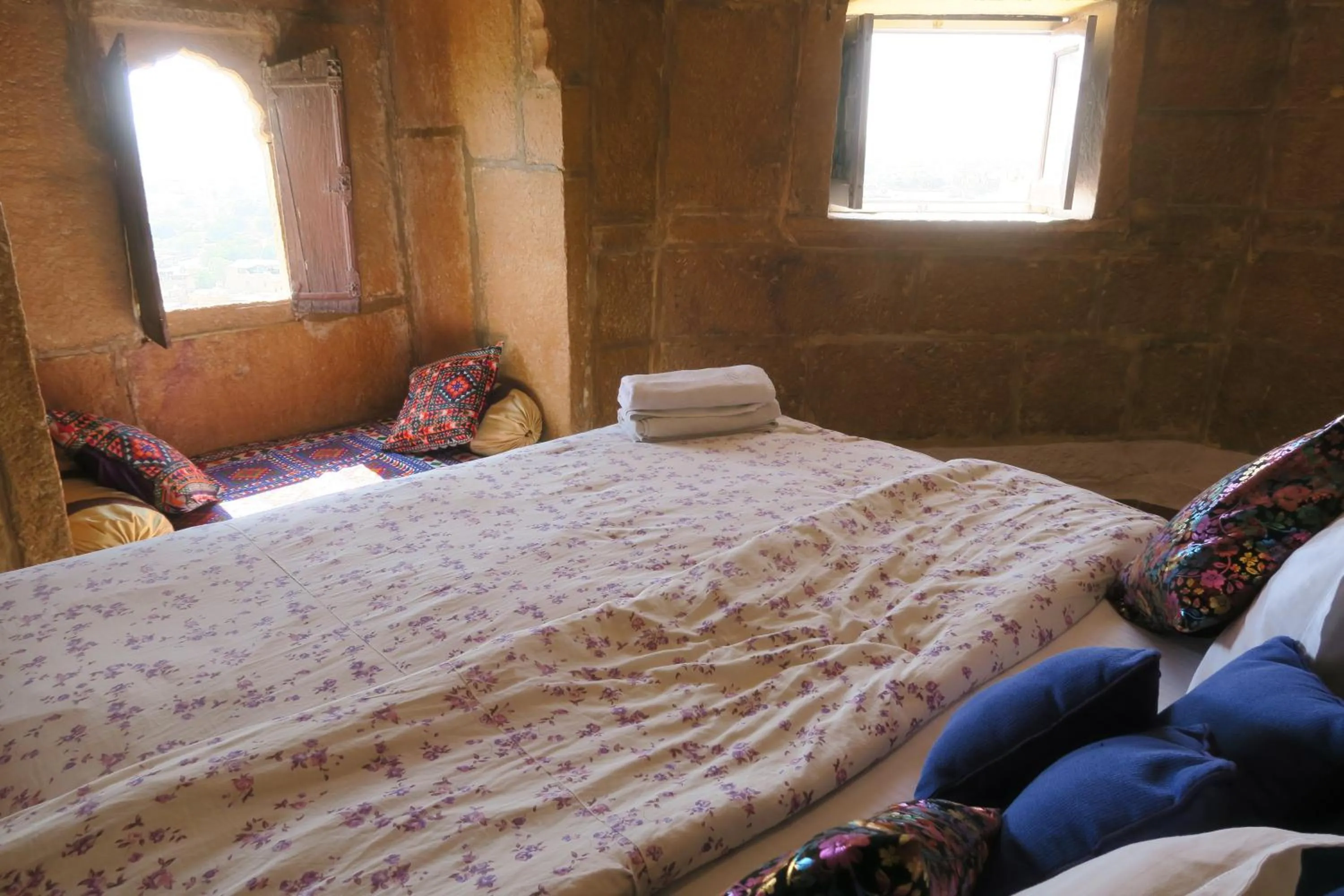 Bed in Desert Haveli Guest House