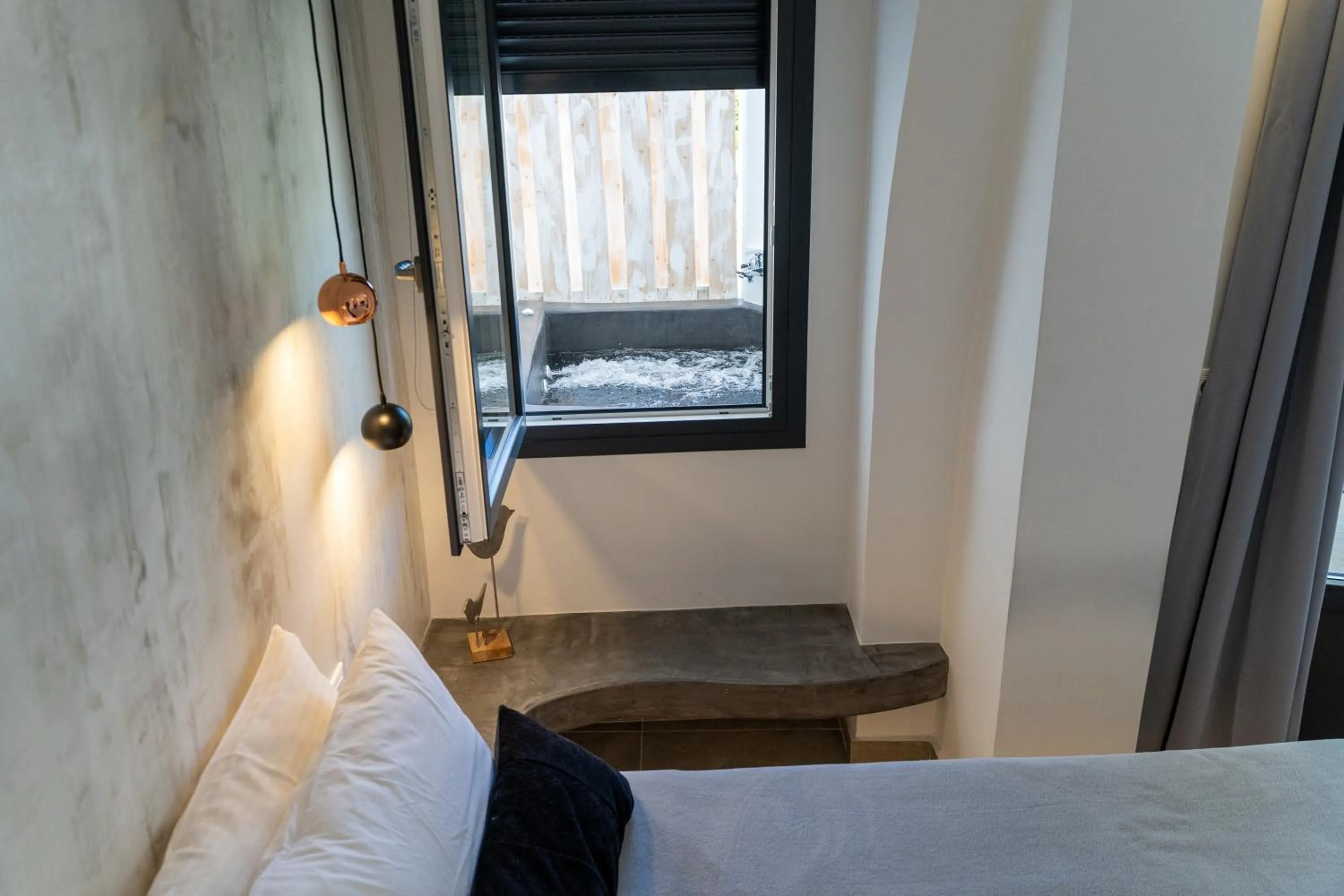 Bed in George & Joanna Suites Santorini