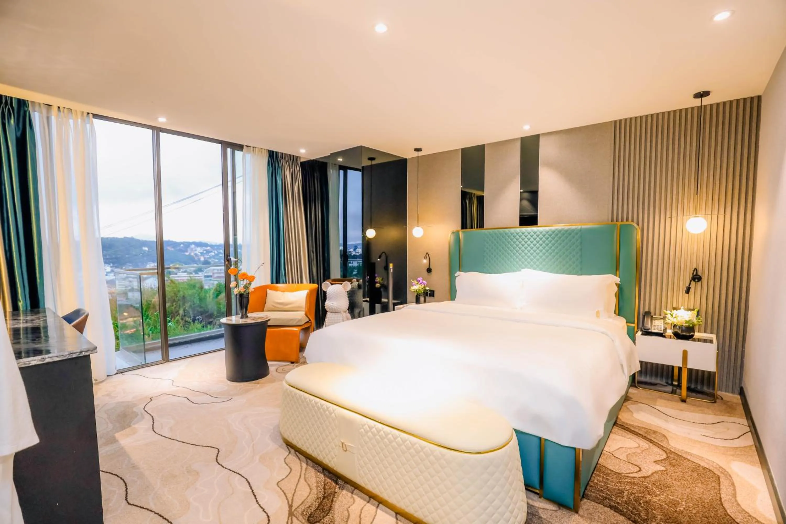 Bed in New Century Dalat Hotel