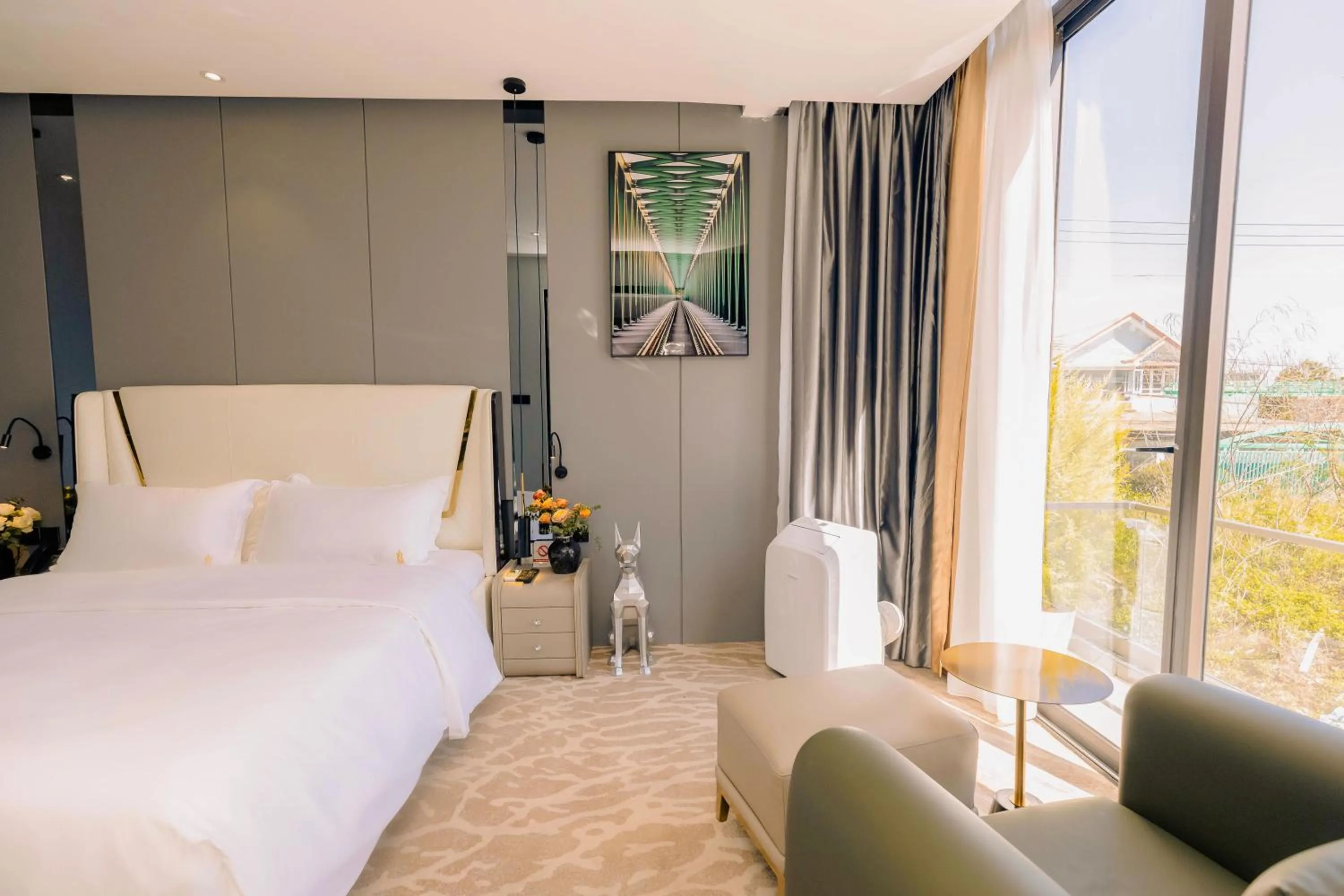 Bed in New Century Dalat Hotel