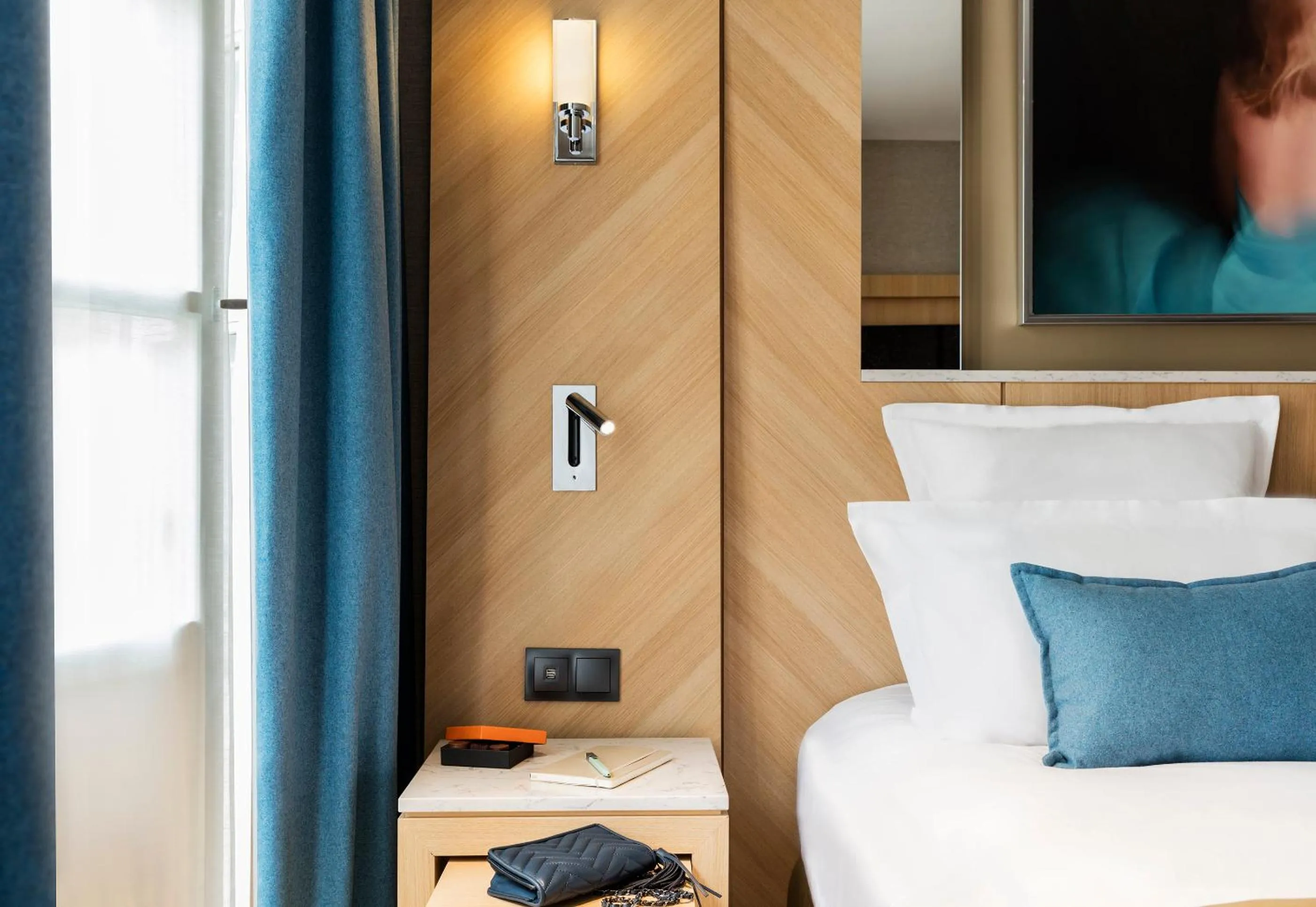 Decorative detail, Bed in Hotel Louvre Saint-Honoré