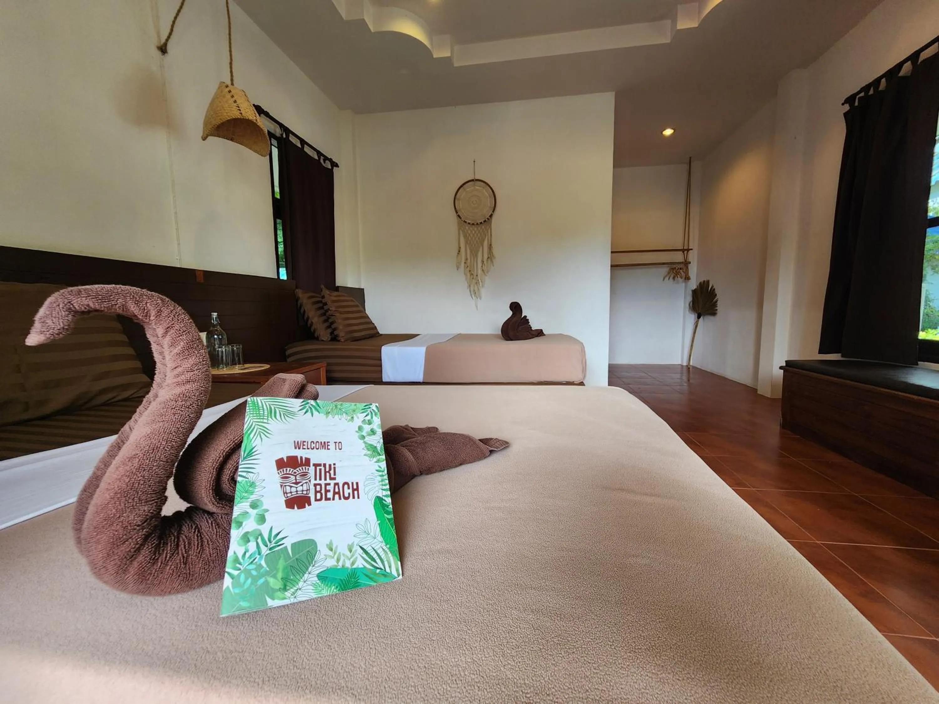 Bed in Tiki Beach Koh Phangan Beach Restaurant Bar and Coworking