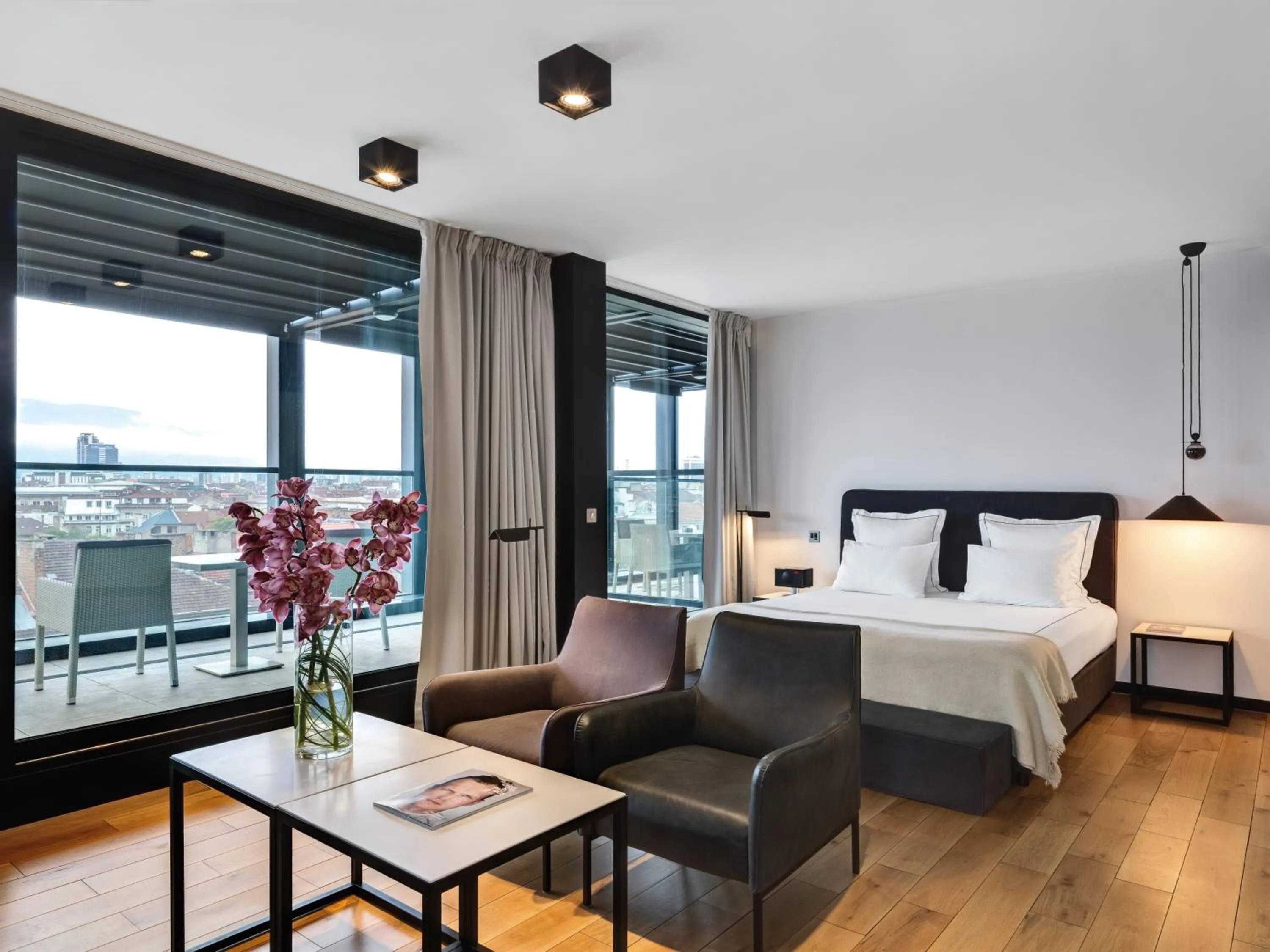Balcony/Terrace, Bed in Sense Hotel Sofia, a Member of Design Hotels
