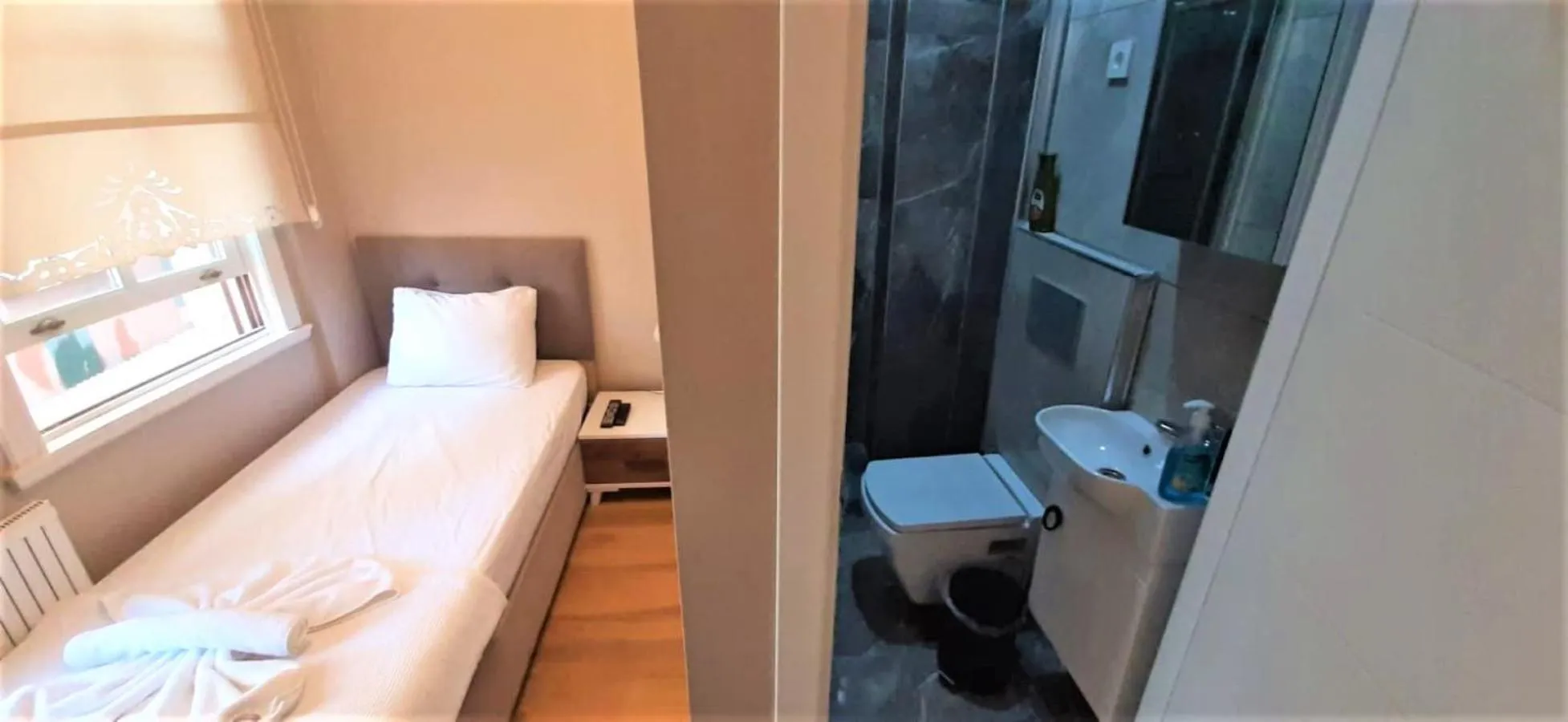 Bathroom, Bed in valide-maide hotel