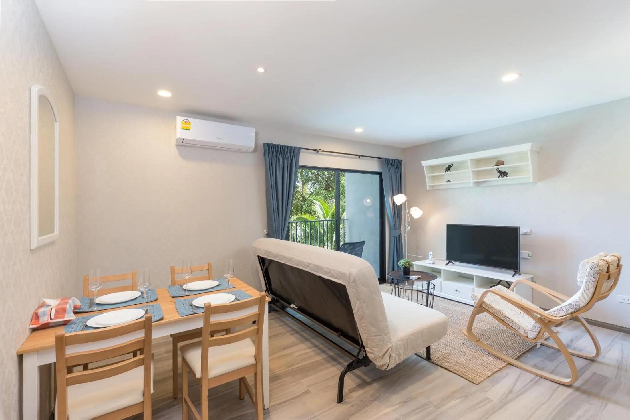 Living room, Bed in NaiYang beach Title Residencies by My Home Phuket